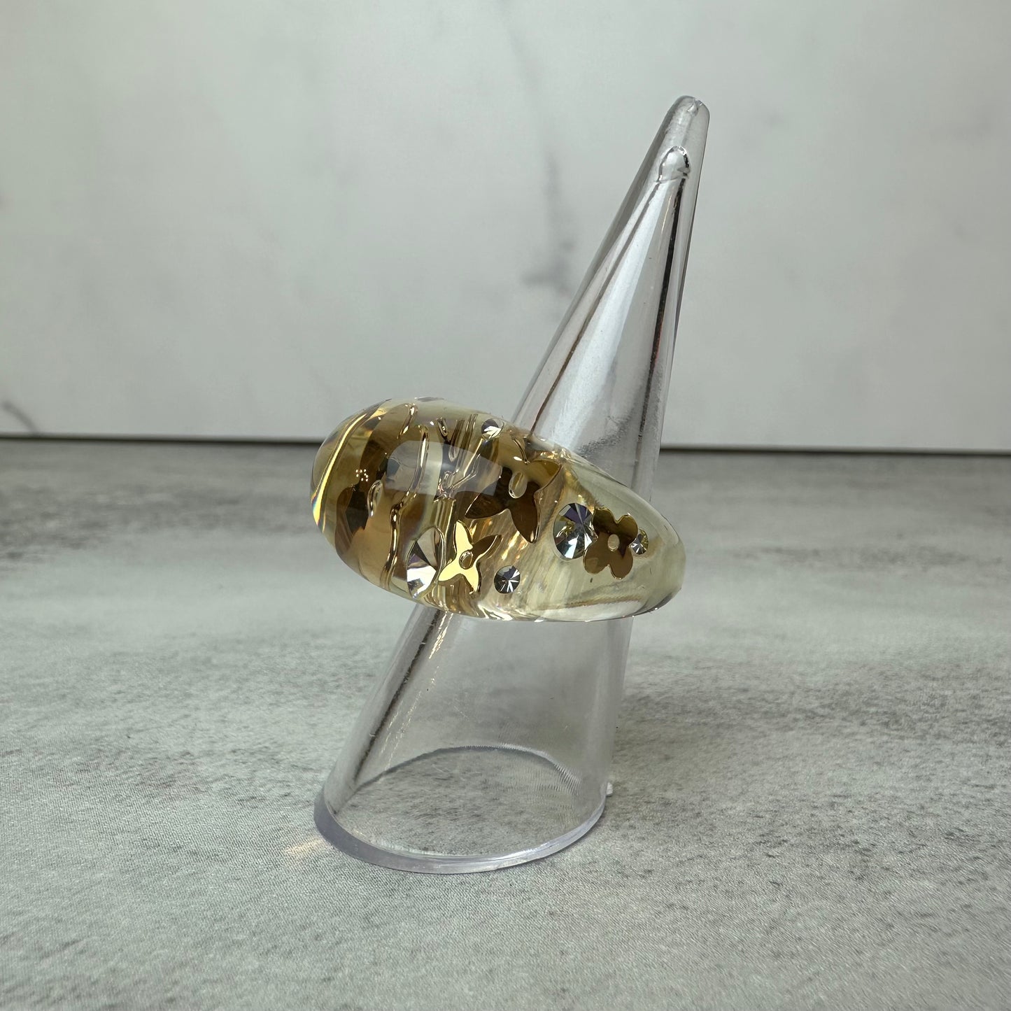 Louis Vuitton Resin Inclusion Dome Ring Size 5