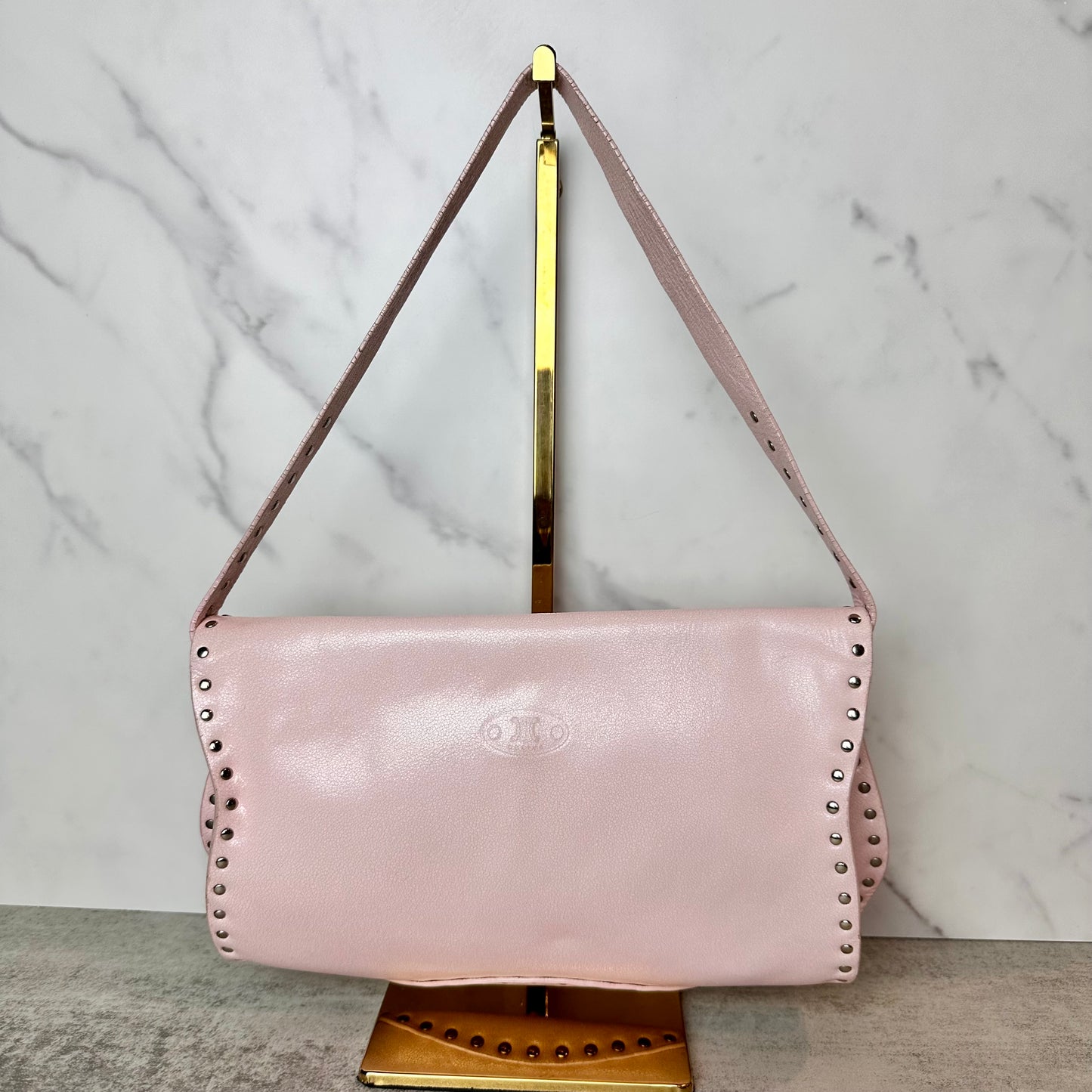 Vintage Celine Pebbled Leather Shoulder Bag
