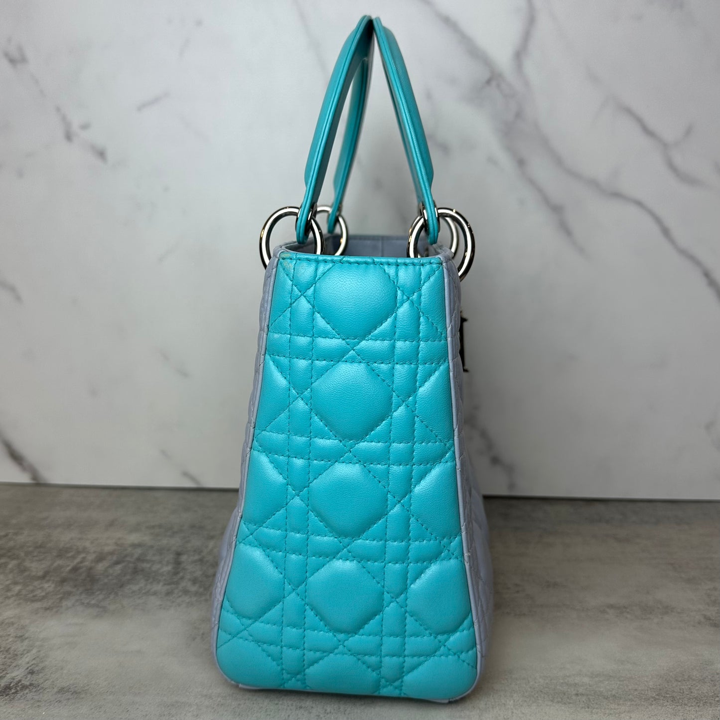 Christian Dior Lambskin Cannage Medium Bi-Color Lady Dior