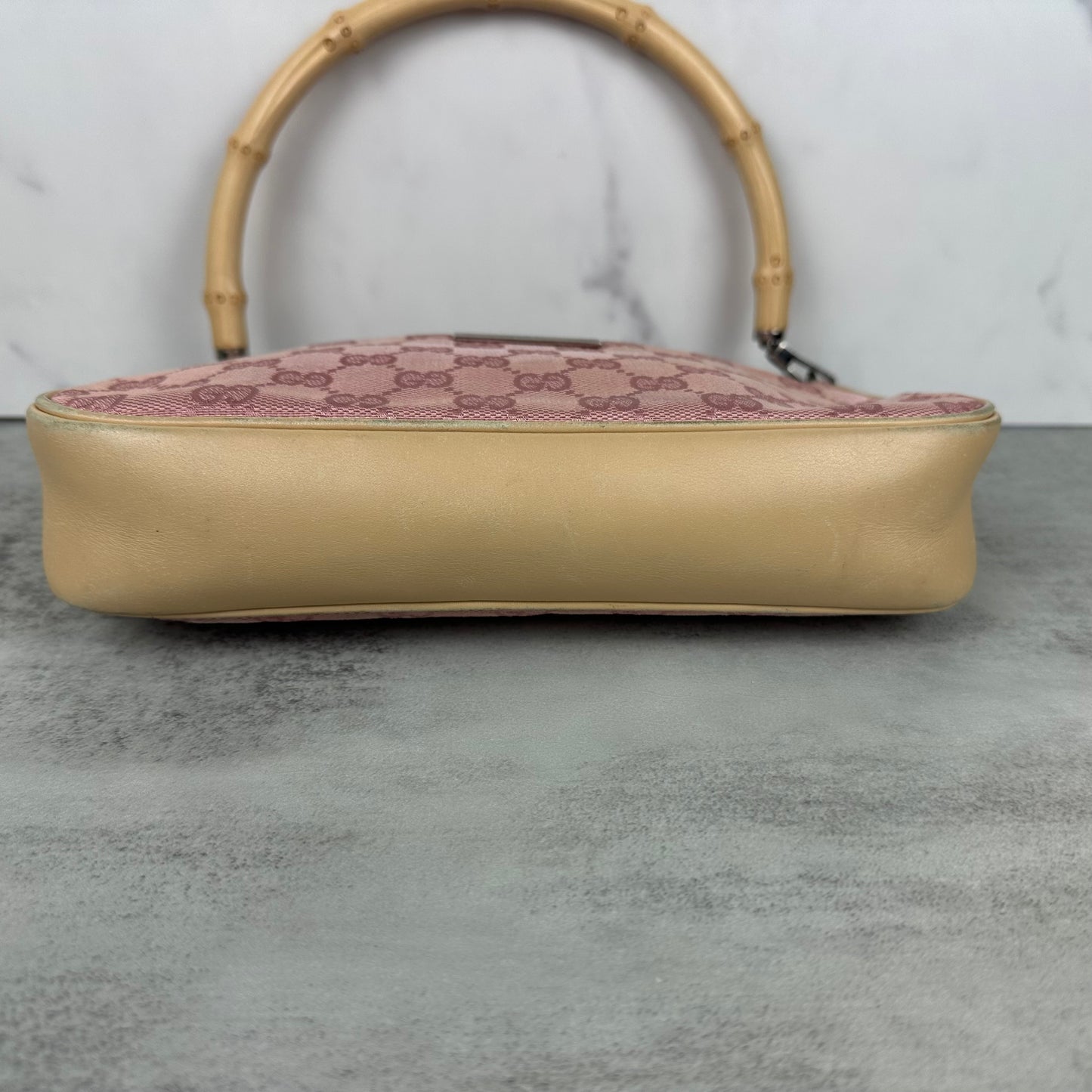 Gucci Pink Bamboo Handle Pochette