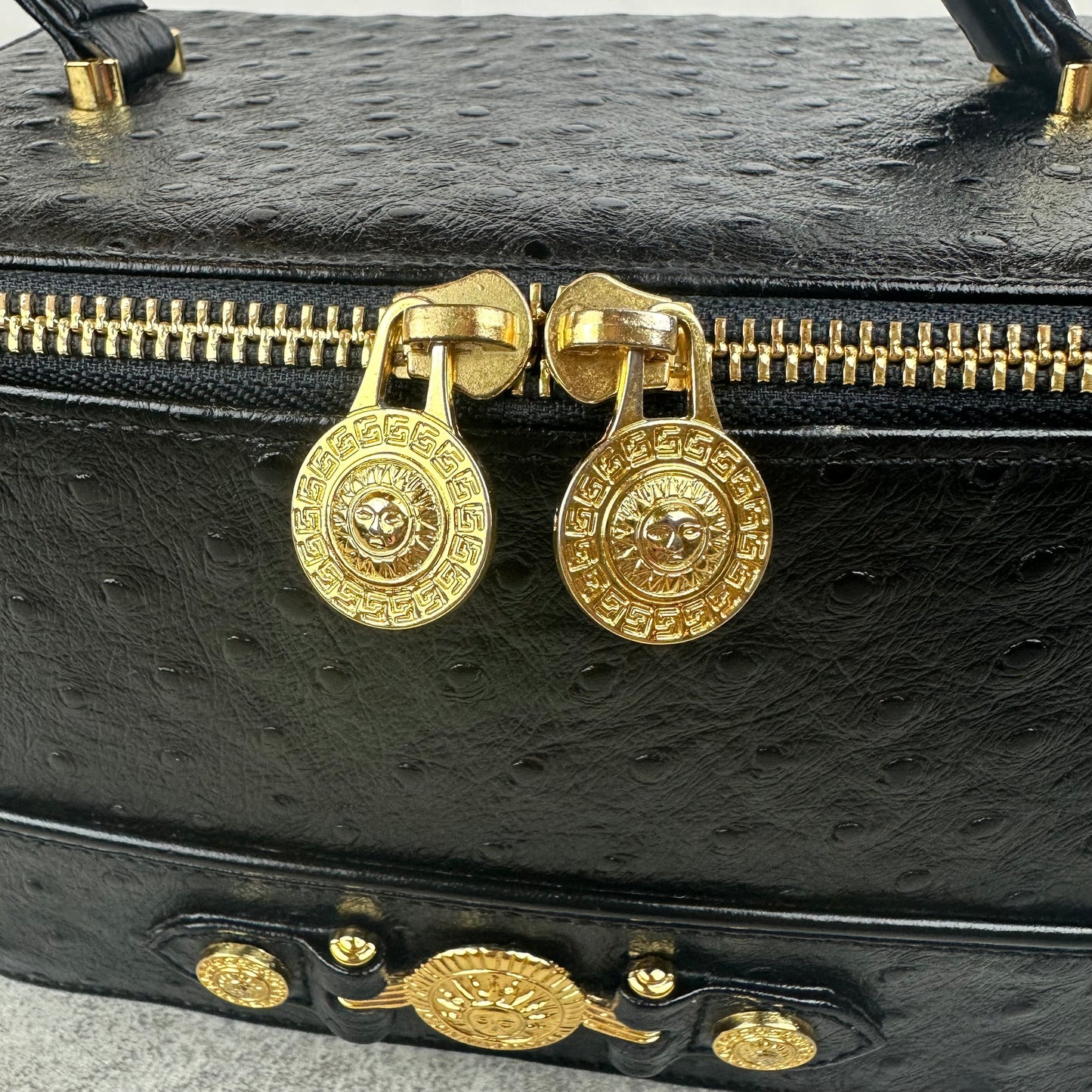 Vintage Versace Ostrich Leather Vanity Bag