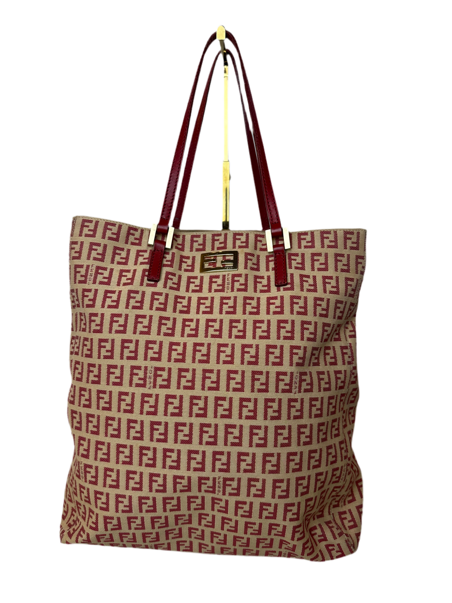 Fendi 1990s Red Zucca Canvas Tote