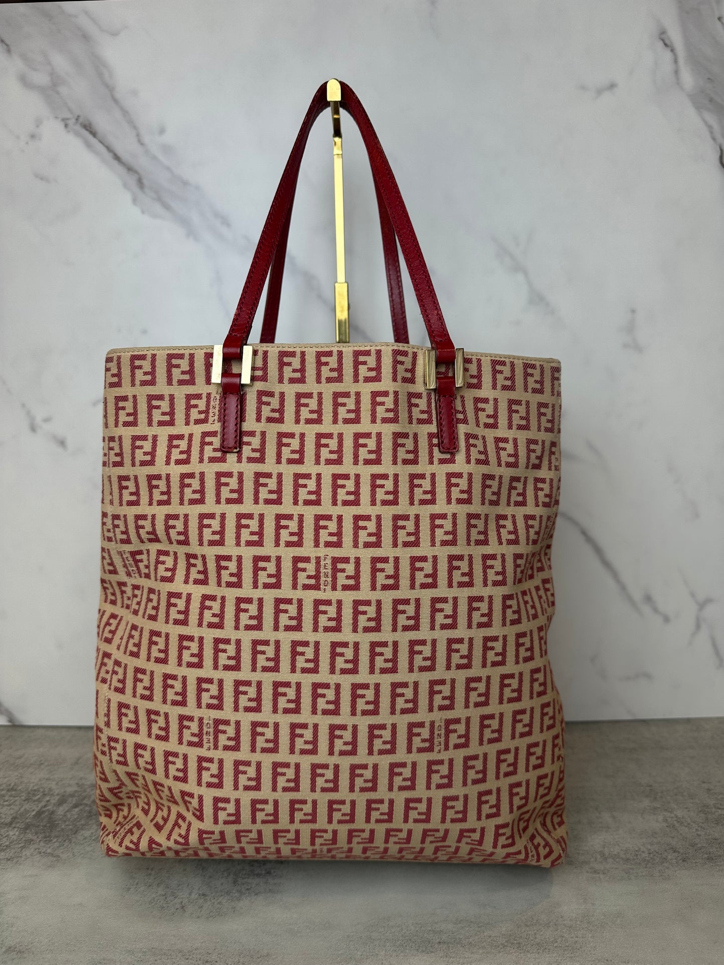 Fendi 1990s Red Zucca Canvas Tote