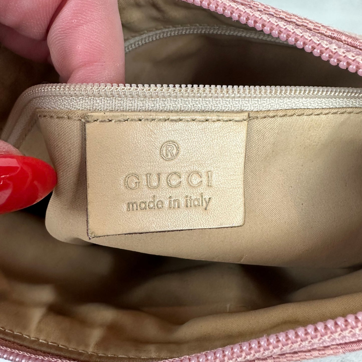 Gucci Pink Bamboo Handle Pochette