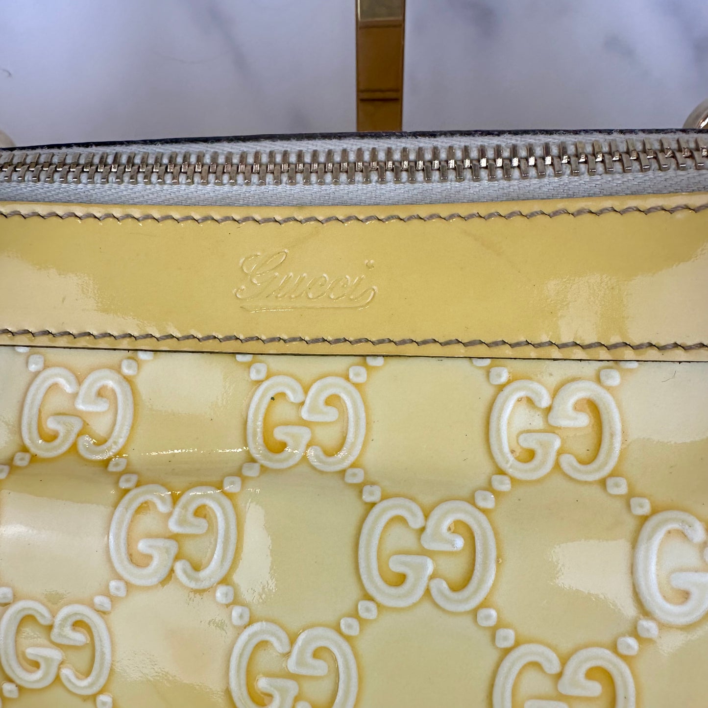Vintage Gucci Yellow GG Abbey Tote