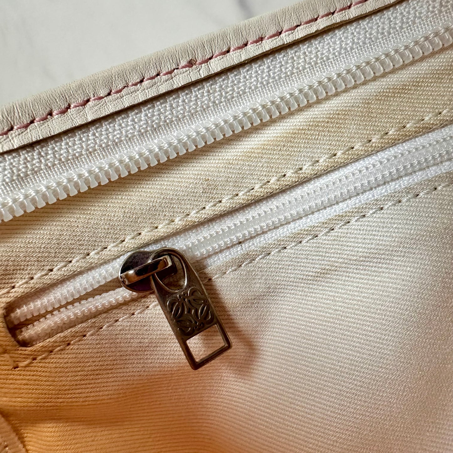 Loewe Anagram Pink Canvas & Leather Shoulder Bag