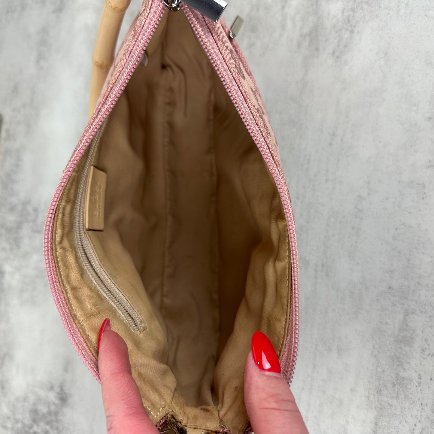 Gucci Pink Bamboo Handle Pochette
