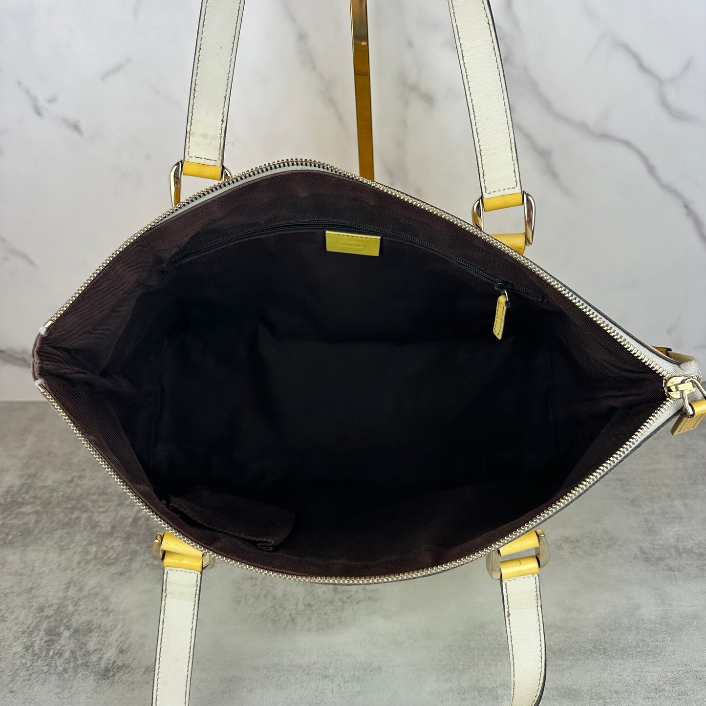 Vintage Gucci Yellow GG Abbey Tote