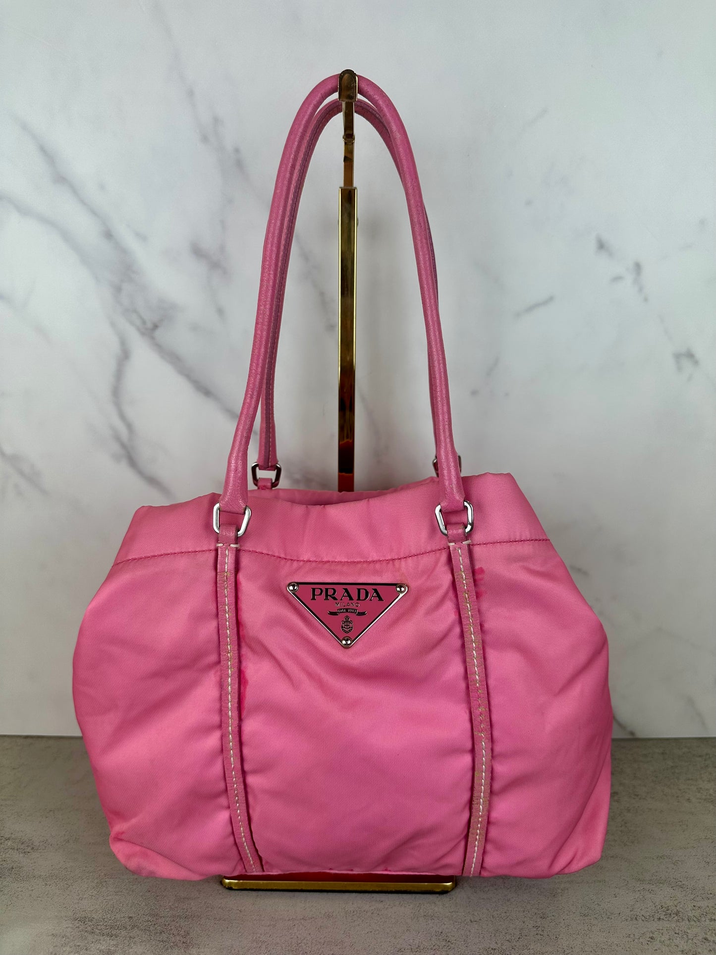 Prada Pink Nylon & Leather Tote