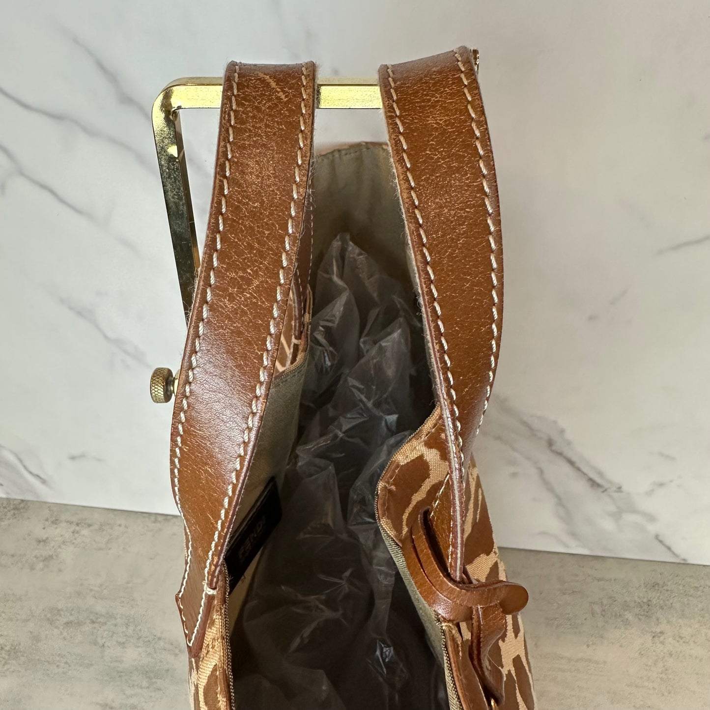 Fendi Leopard Jacquard Shopper Tote