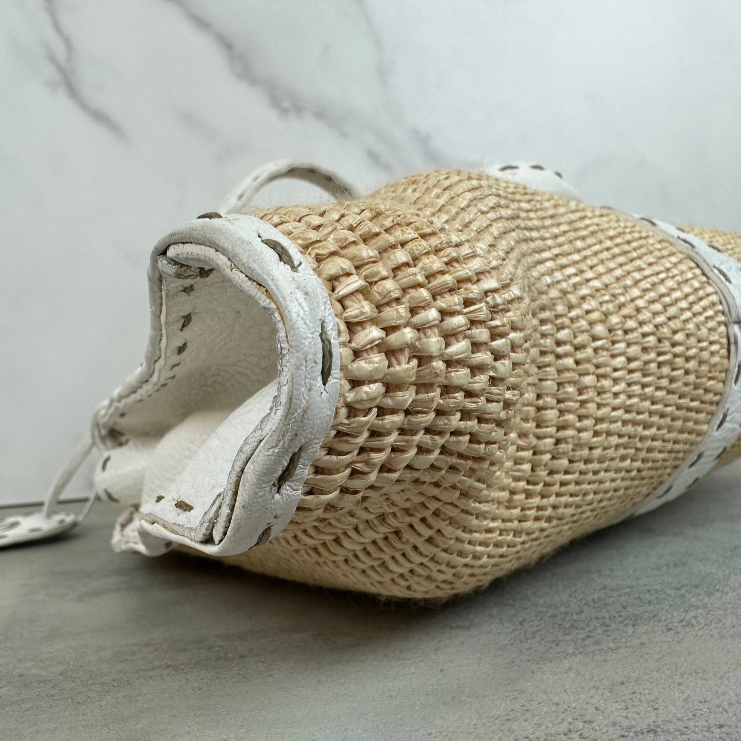 Fendi Small Raffia Selleria Trapezio Hobo Bag