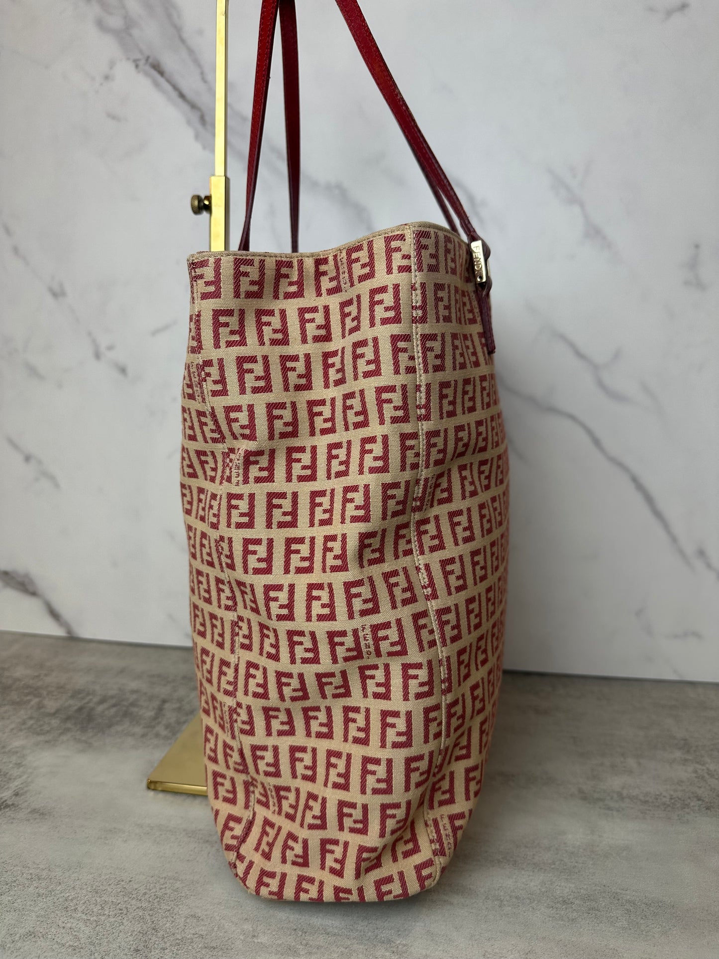 Fendi 1990s Red Zucca Canvas Tote