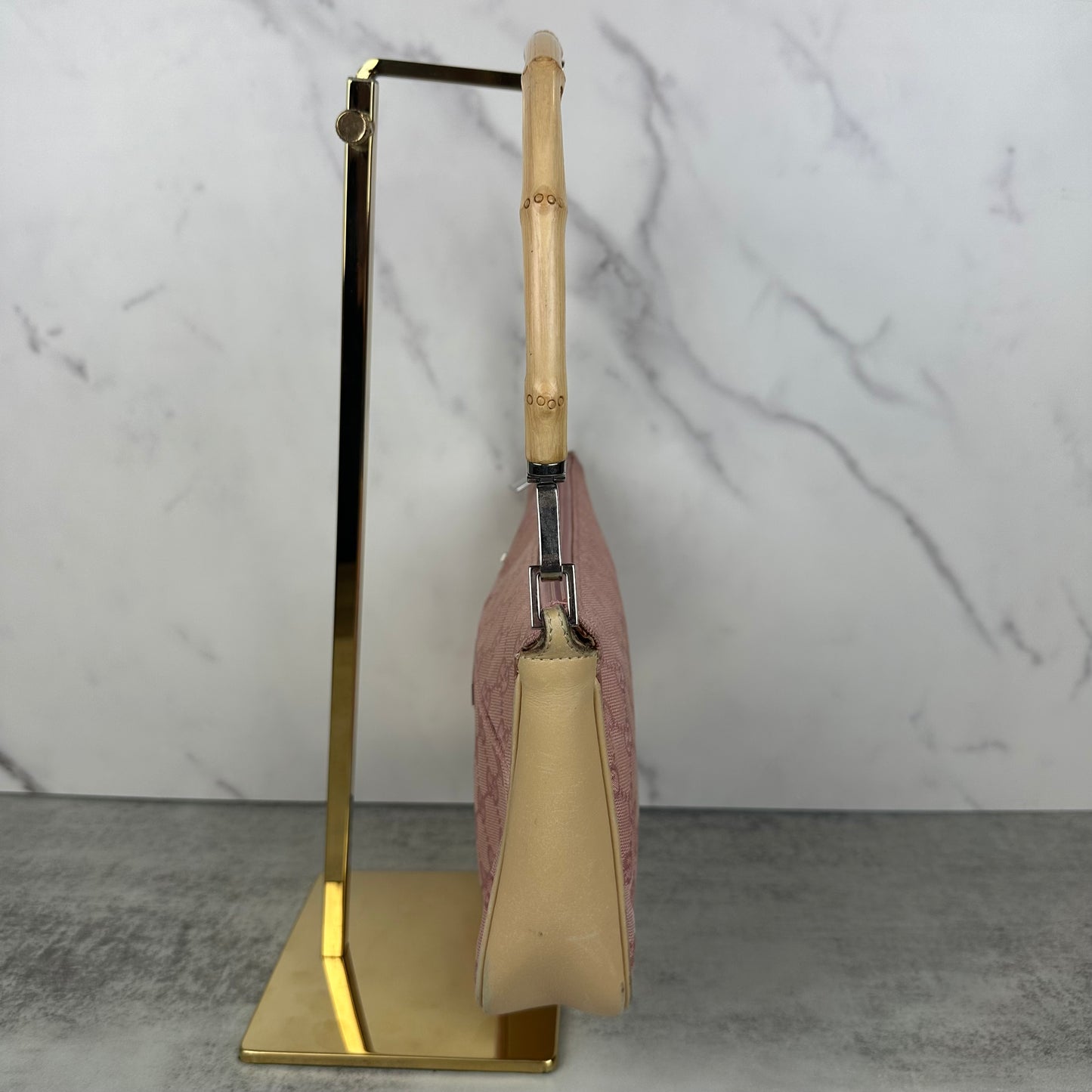 Gucci Pink Bamboo Handle Pochette