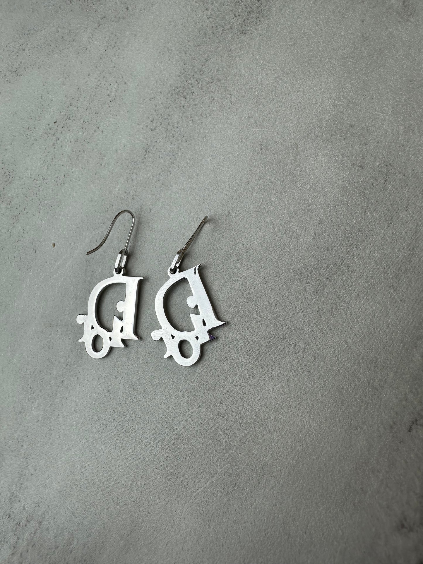Christian Dior Metal Enamel Logo Earrings