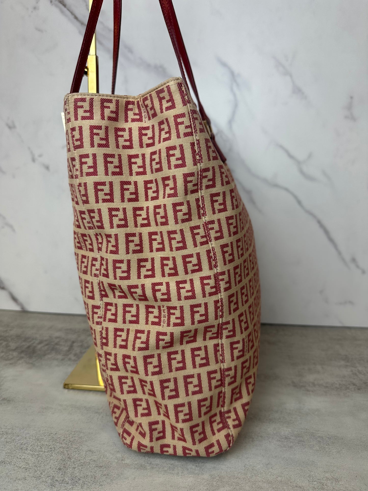 Fendi 1990s Red Zucca Canvas Tote