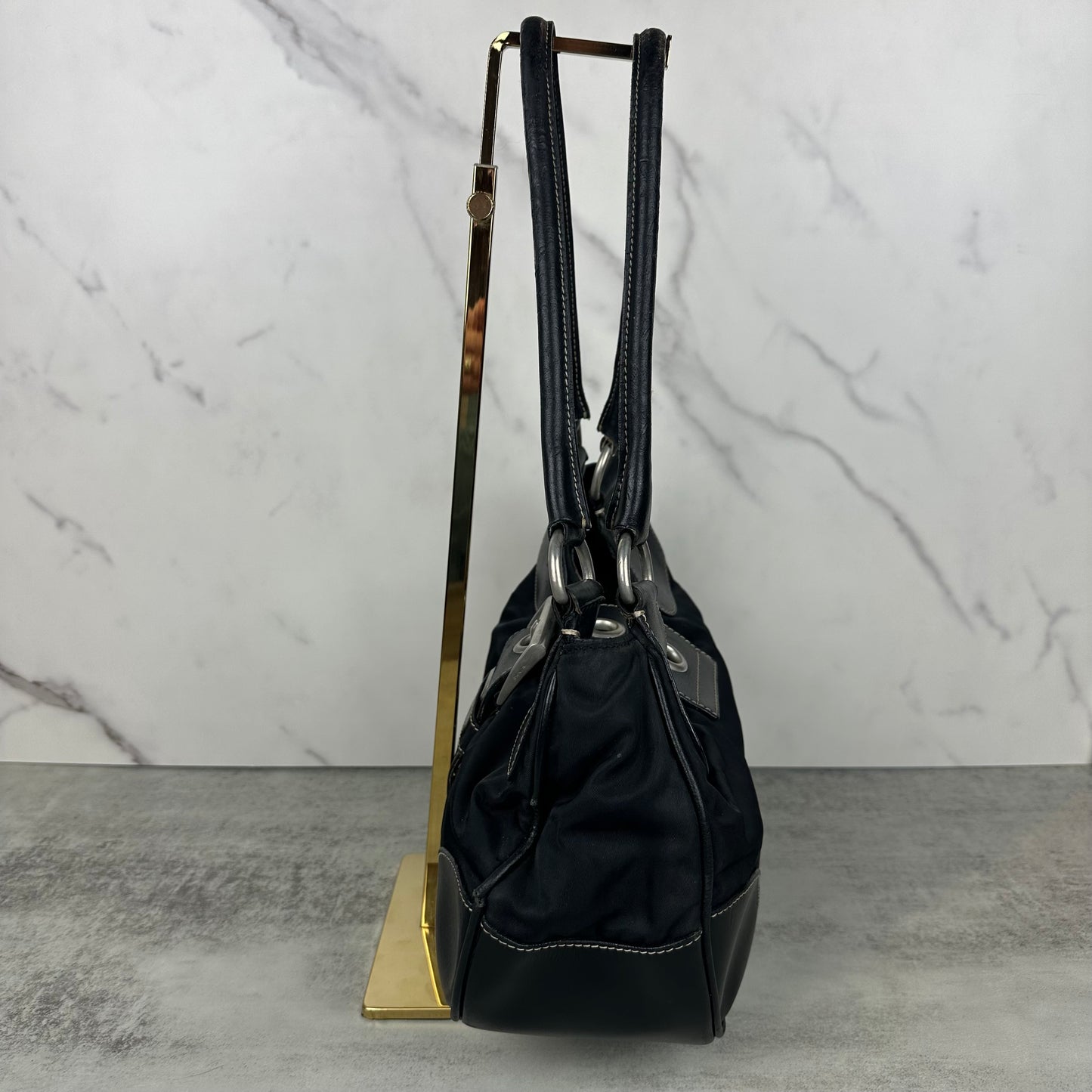 Prada Leather and Nylon Moon Bag