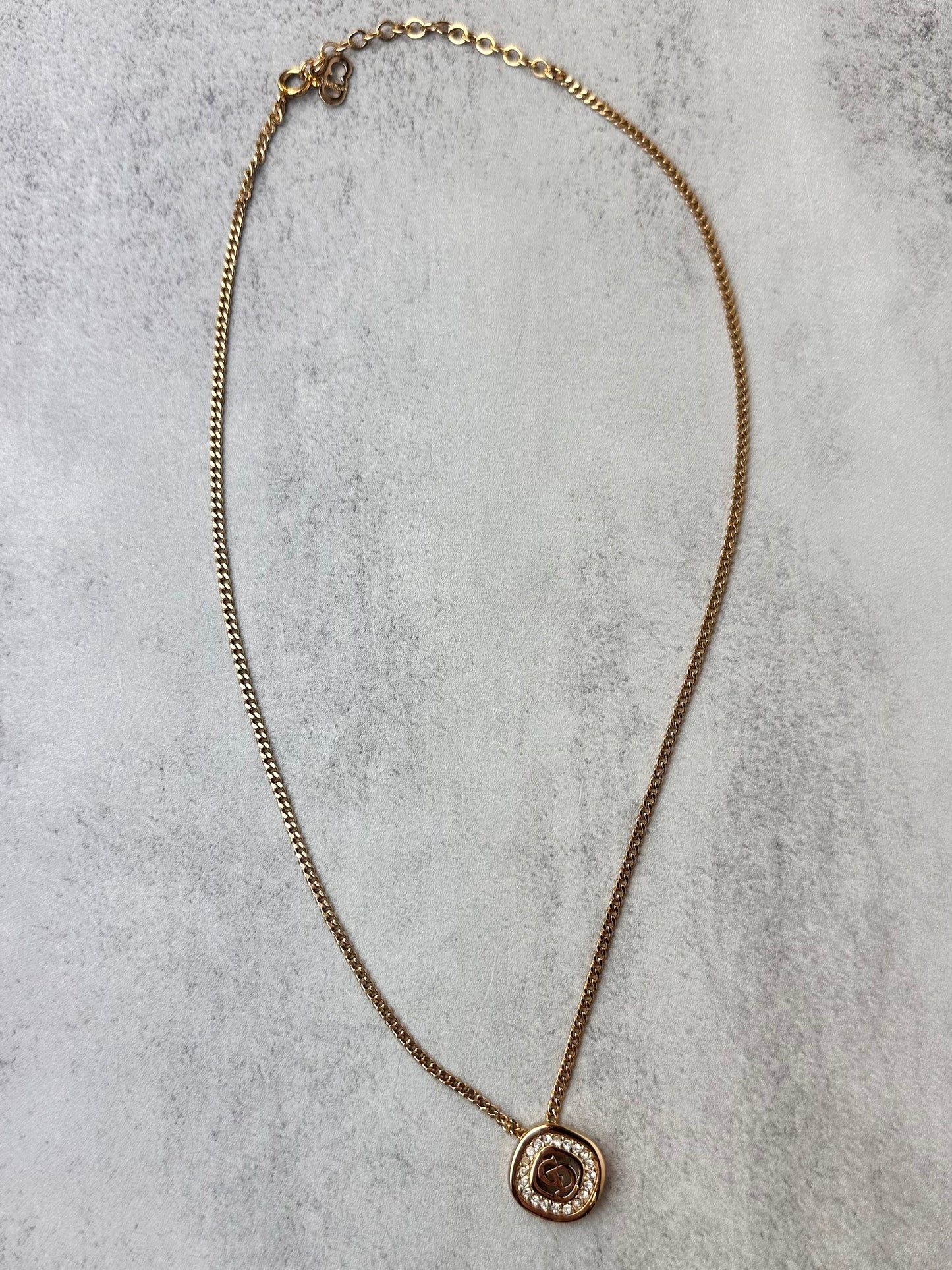 Vintage Dior Rhinestone Pendant Necklace