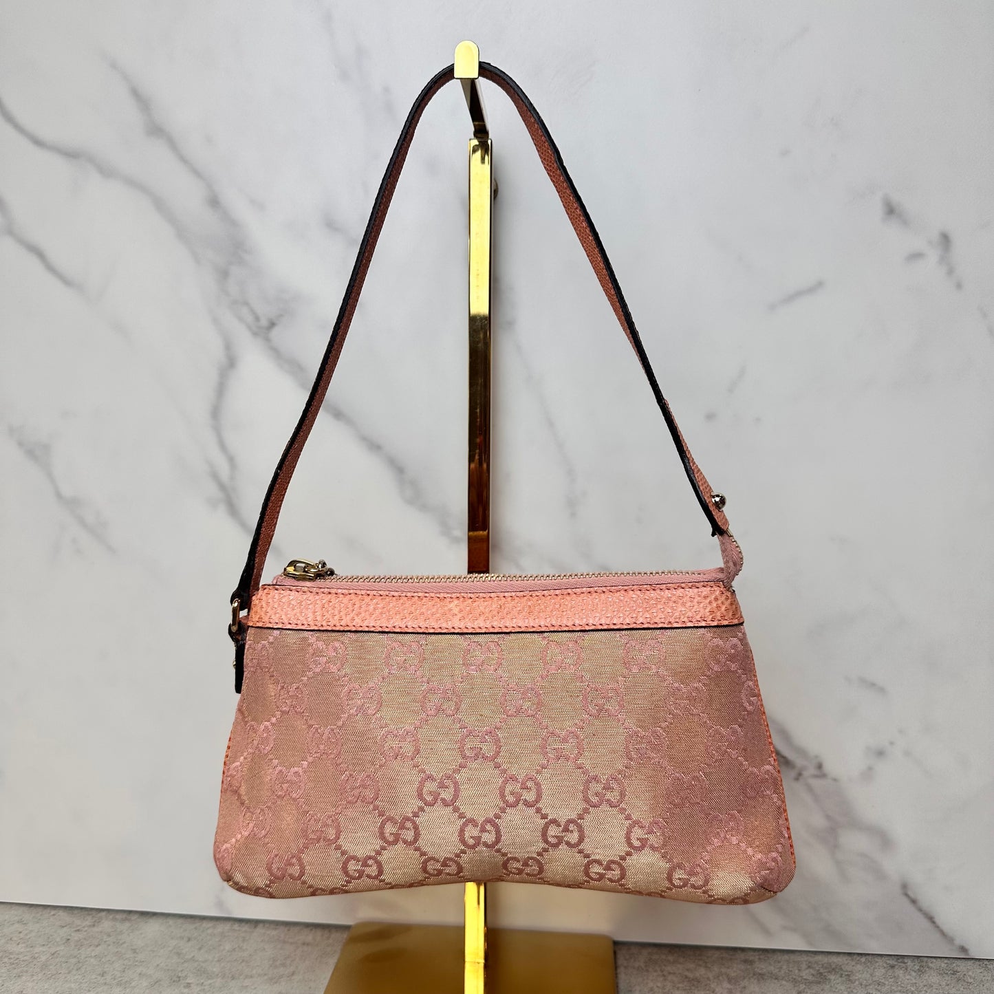 RARE Vintage Gucci Monogram Pochette with Bee Charm