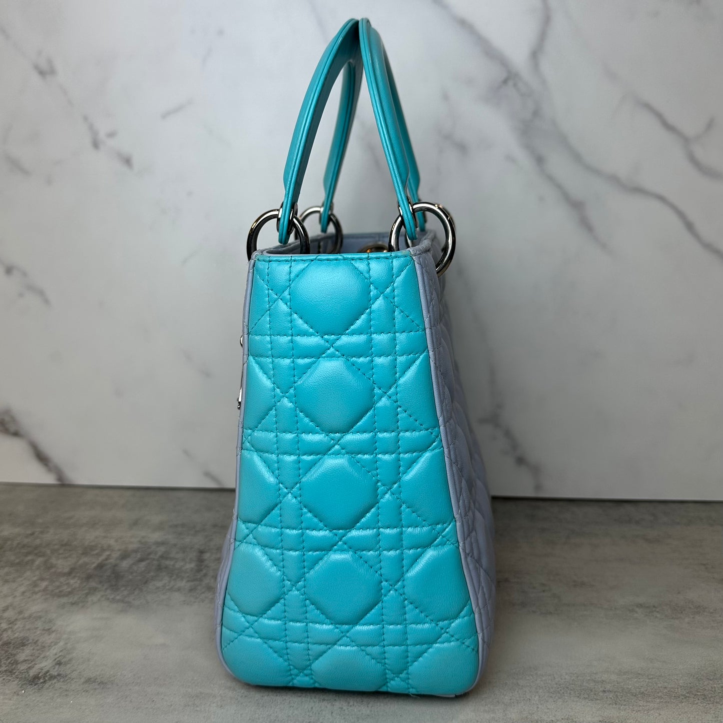 Christian Dior Lambskin Cannage Medium Bi-Color Lady Dior