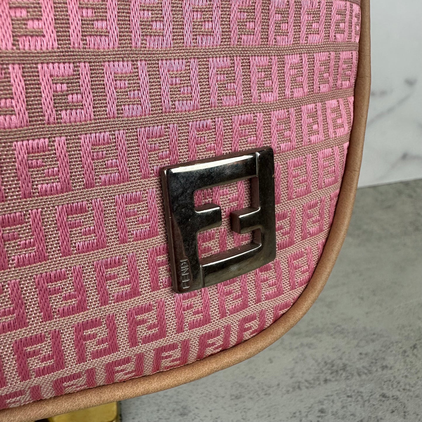 Fendi FF Pink Canvas Pochette