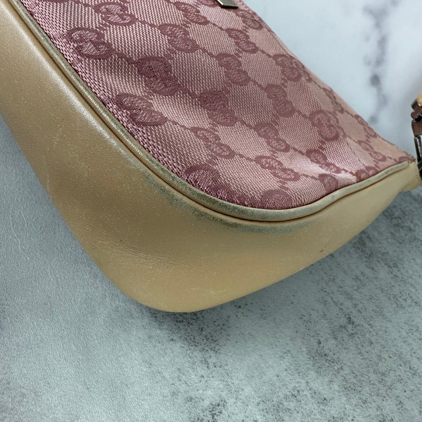 Gucci Pink Bamboo Handle Pochette