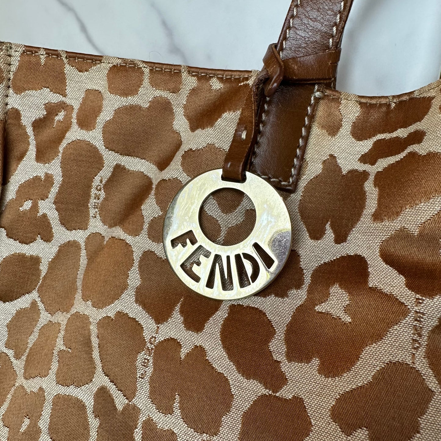 Fendi Leopard Jacquard Shopper Tote