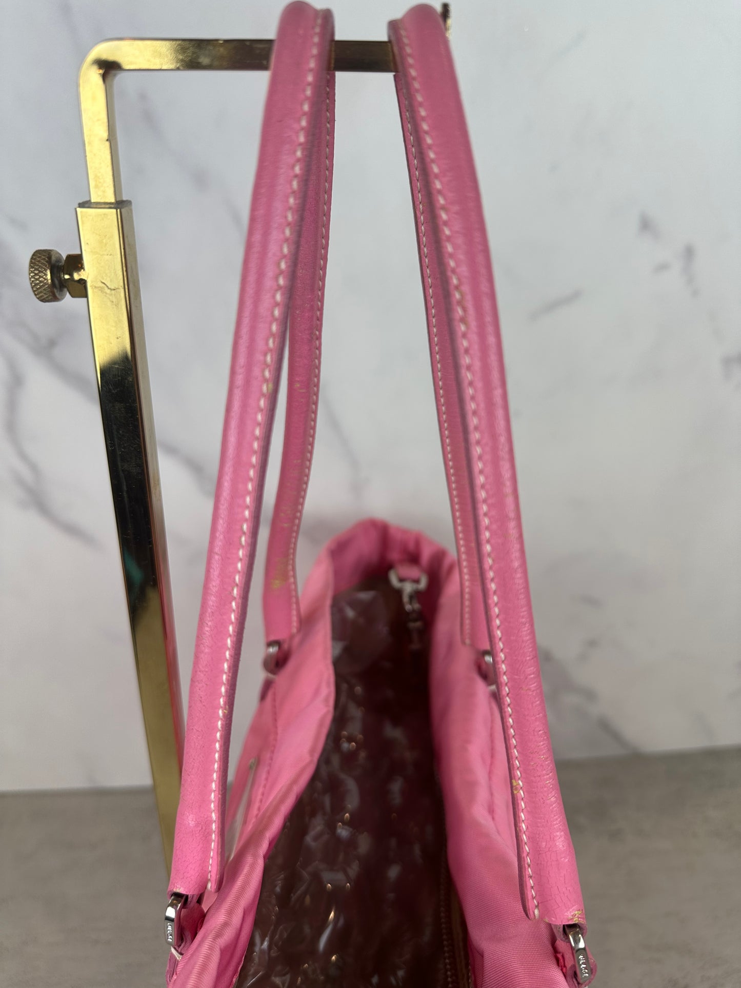 Prada Pink Nylon & Leather Tote
