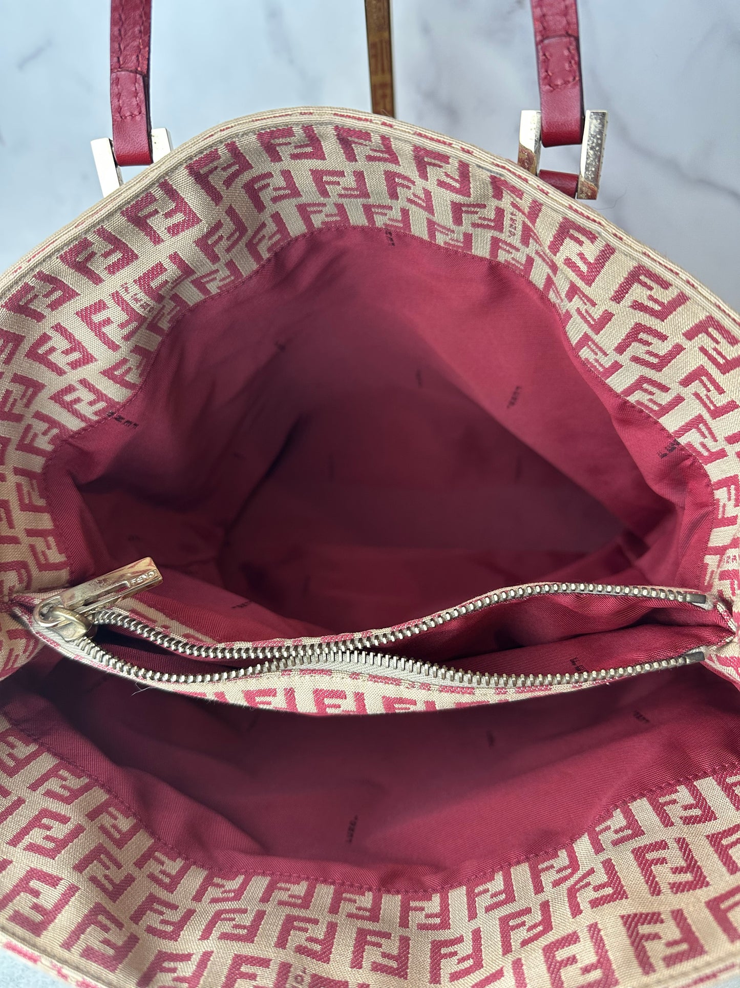 Fendi 1990s Red Zucca Canvas Tote