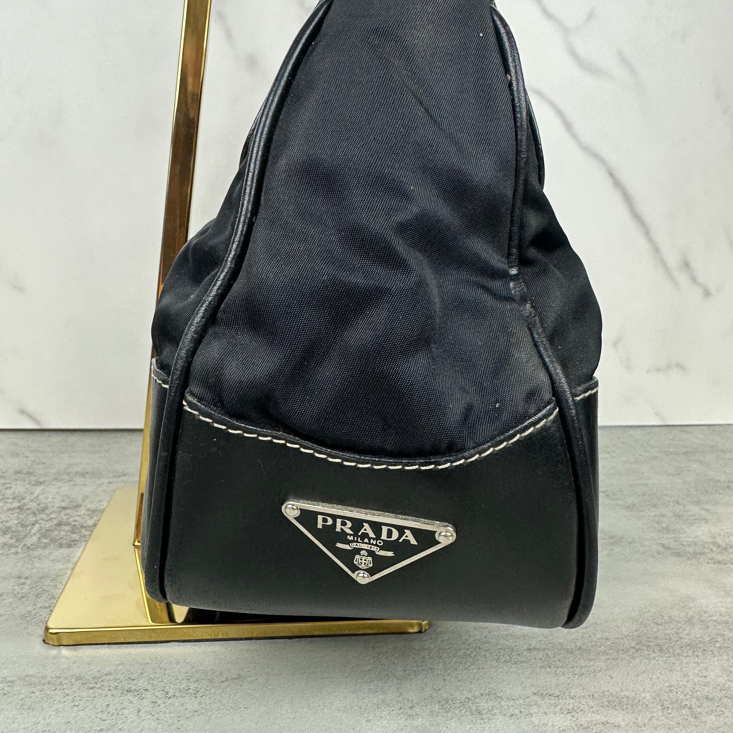 Prada Leather and Nylon Moon Bag