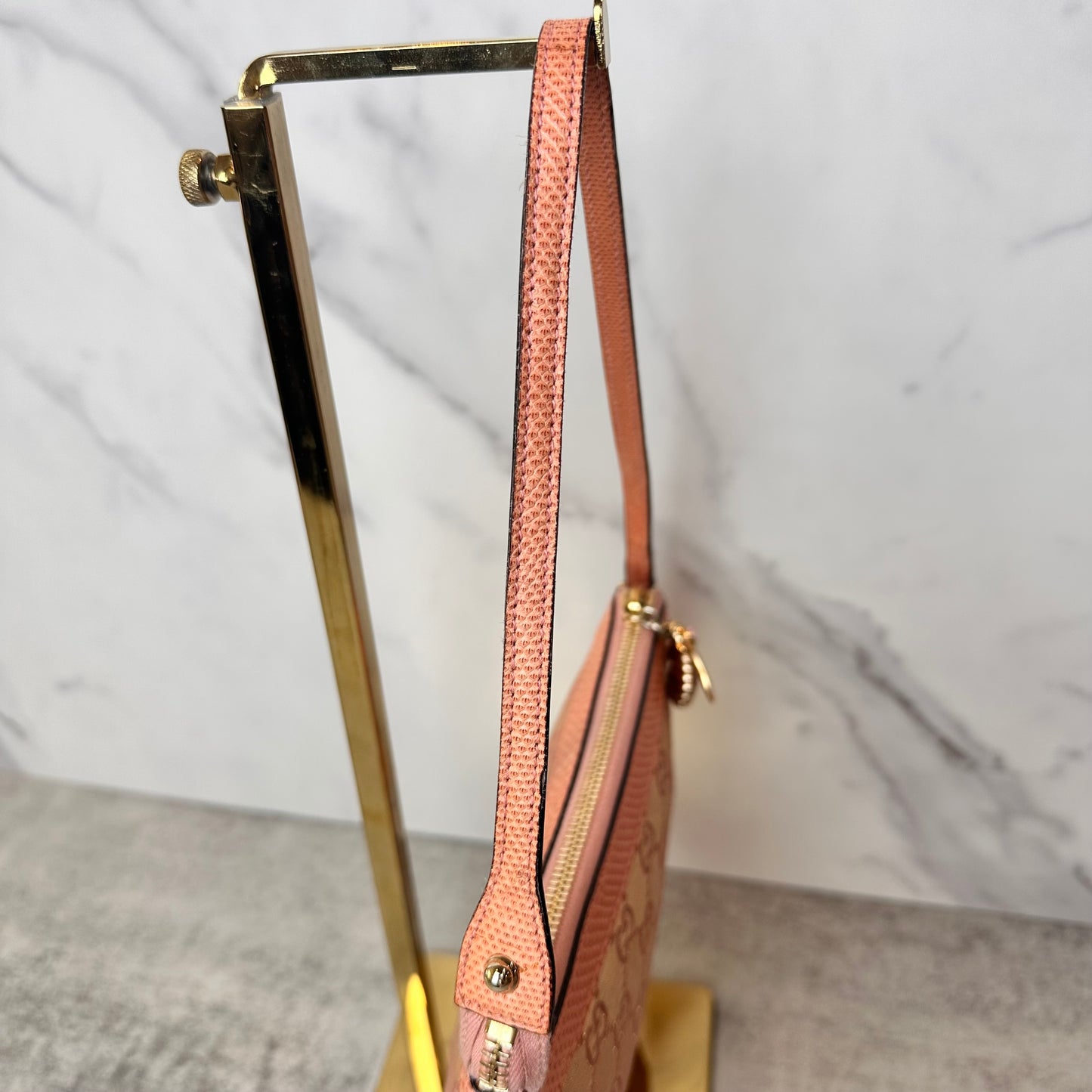 RARE Vintage Gucci Monogram Pochette with Bee Charm