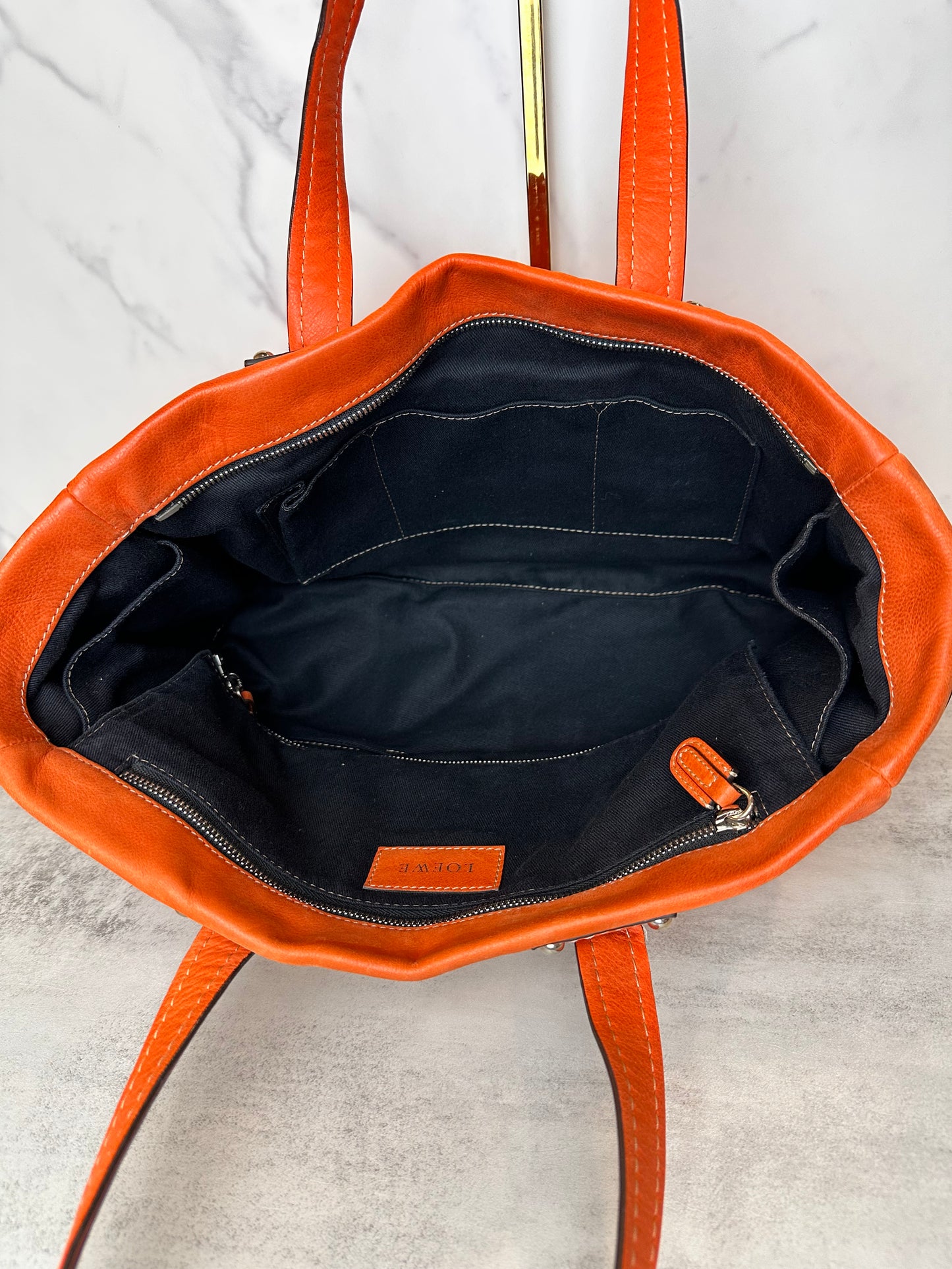 Loewe Anagram Bolso Orange Leather Tote Bag