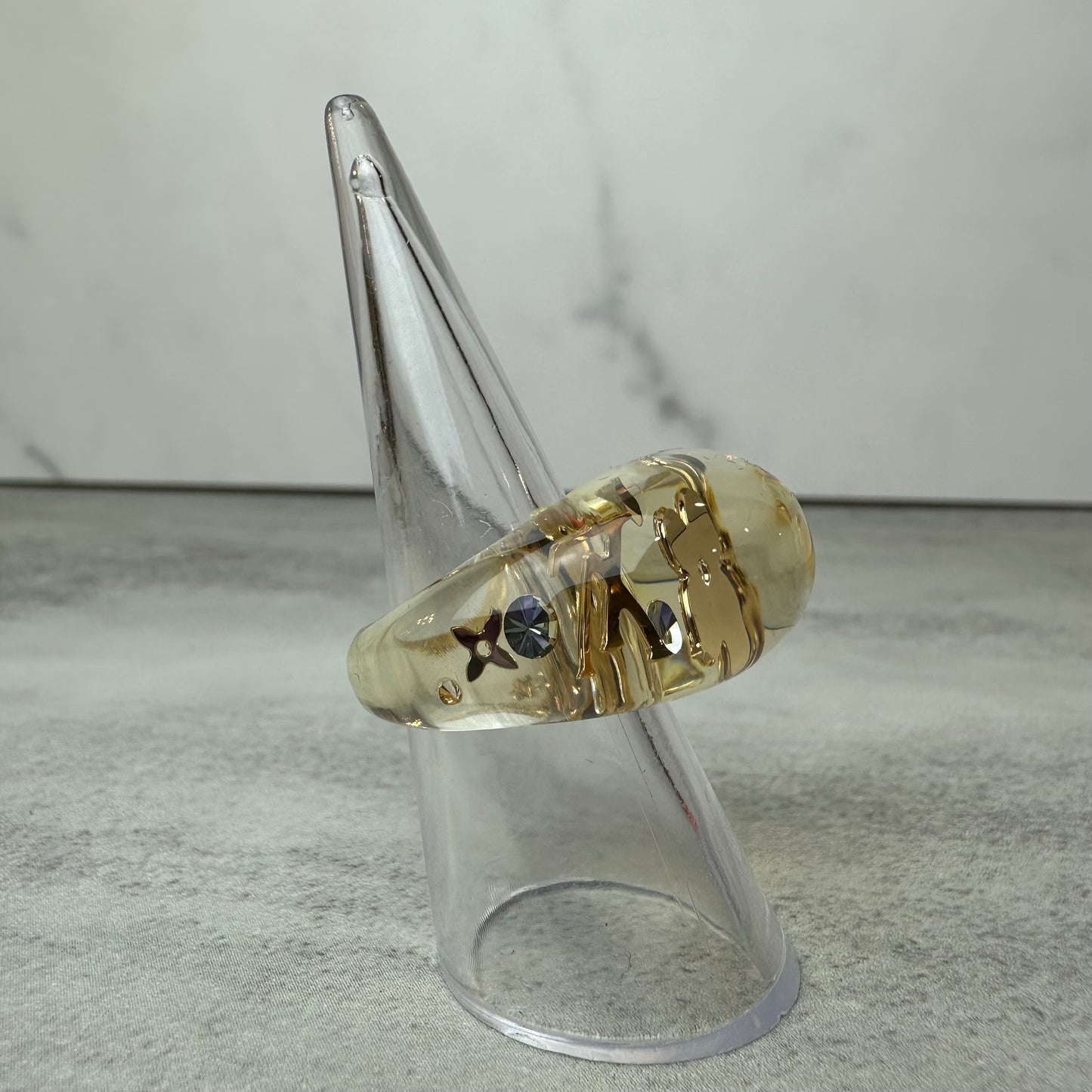 Louis Vuitton Resin Inclusion Dome Ring Size 5