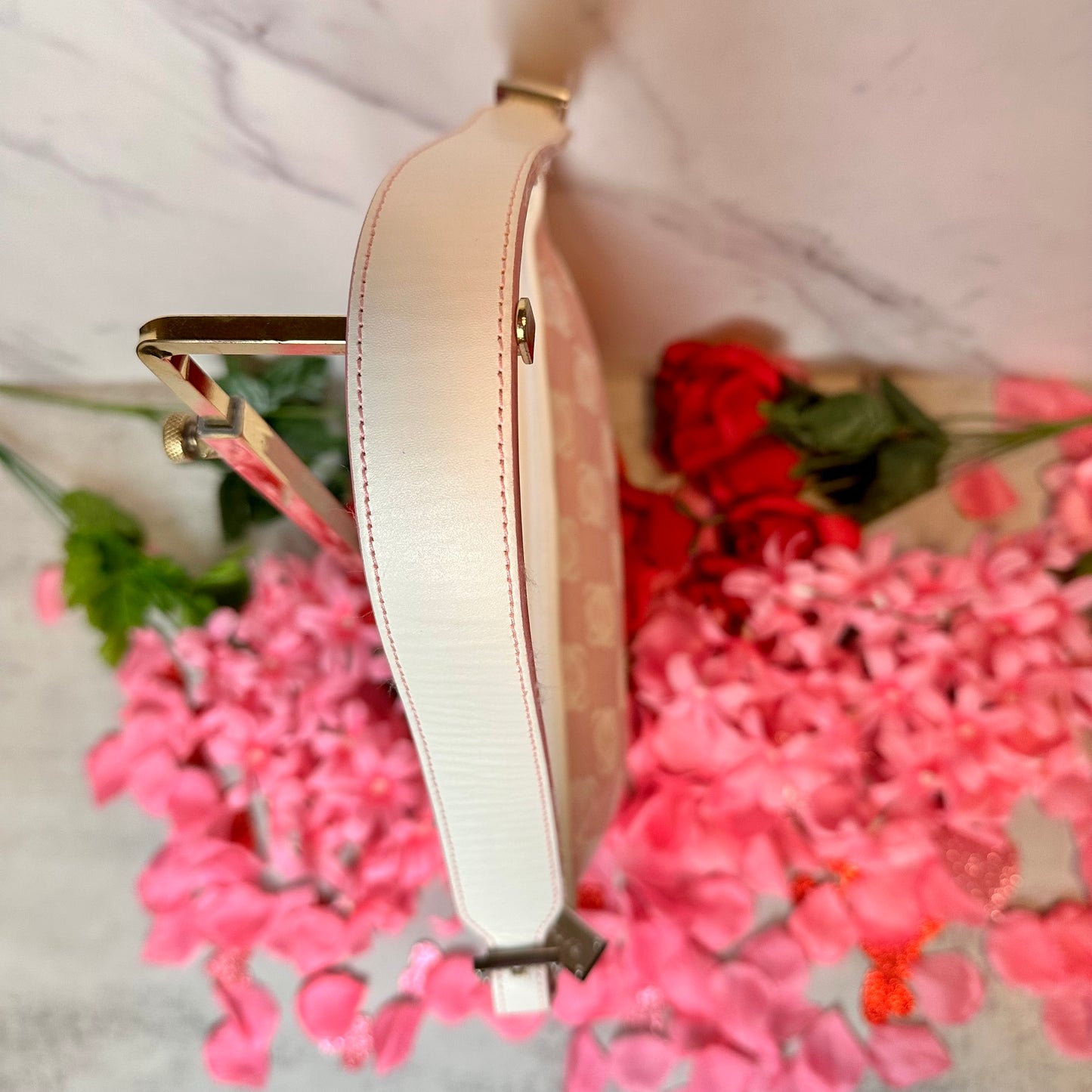 Loewe Anagram Pink Canvas & Leather Shoulder Bag