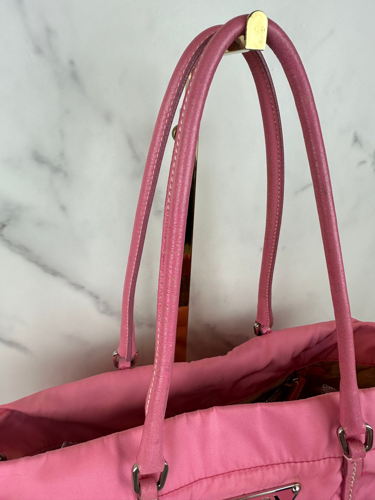 Prada Pink Nylon & Leather Tote