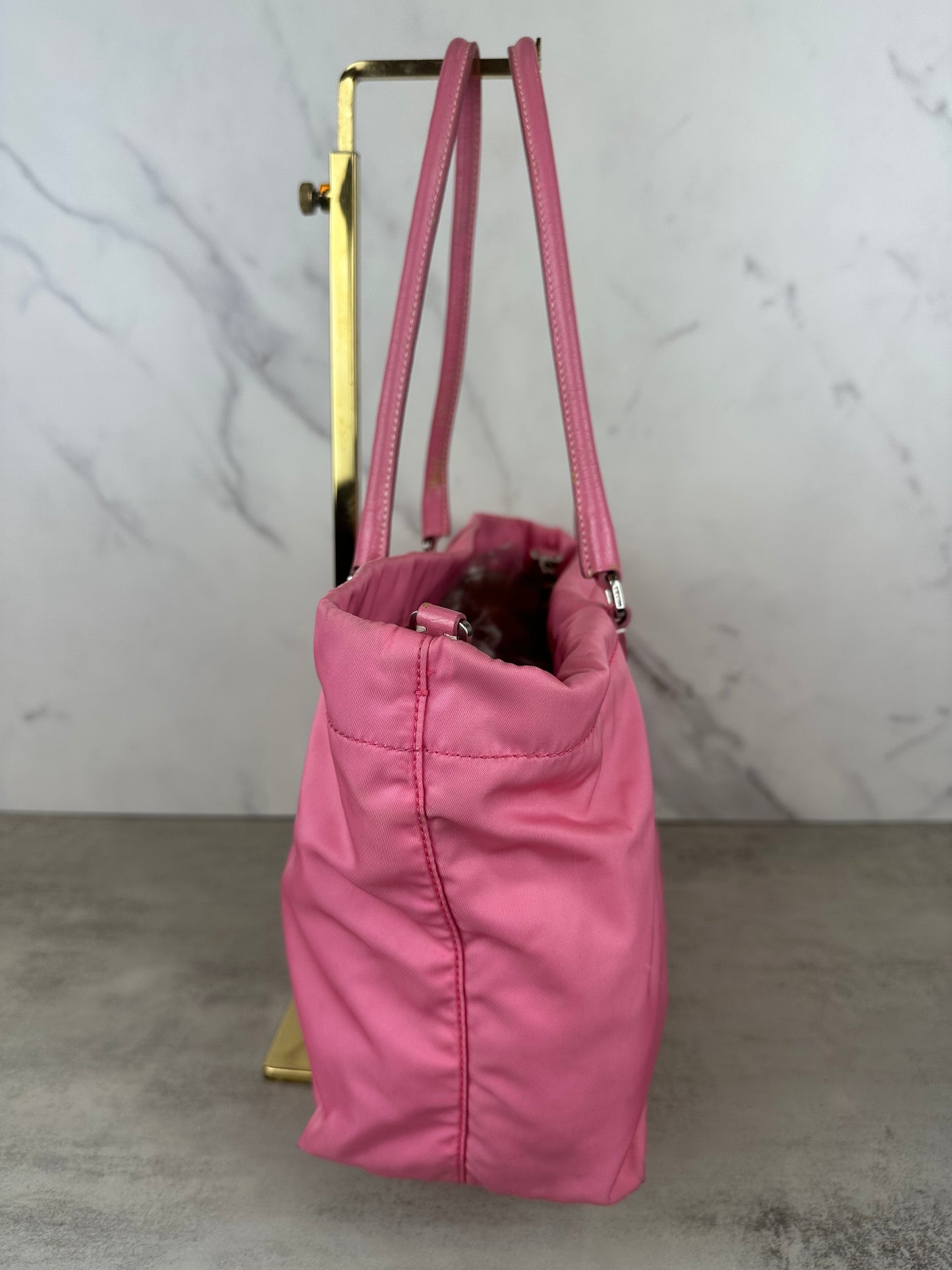 Prada Pink Nylon & Leather Tote