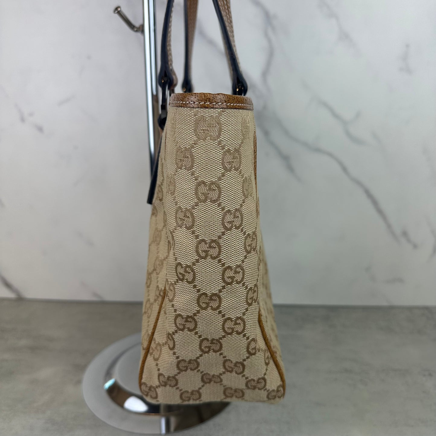 Gucci GG Monogram Canvas & Leather Tote