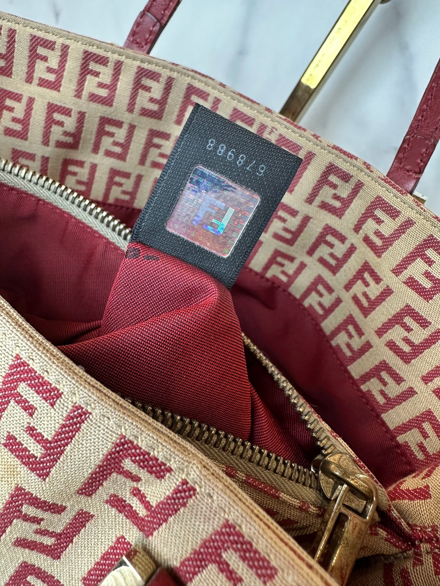 Fendi 1990s Red Zucca Canvas Tote