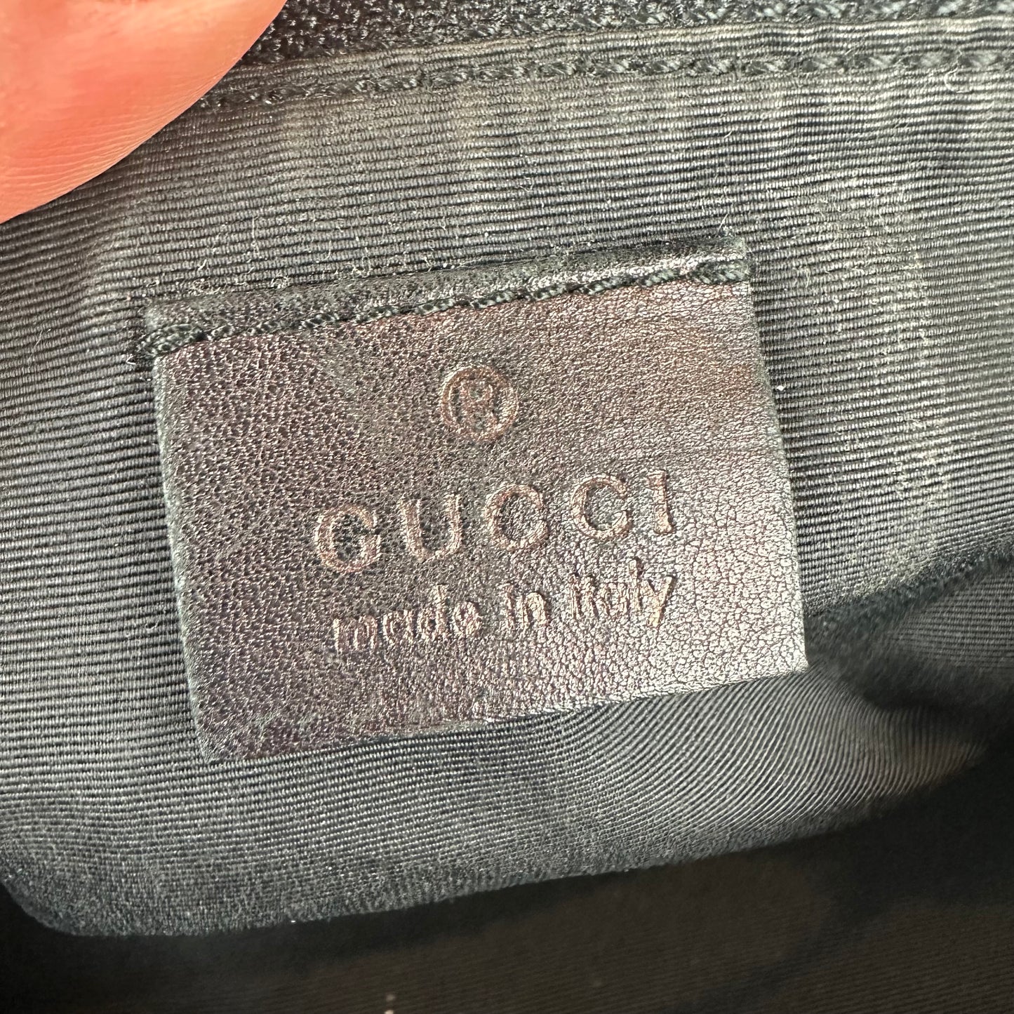 Gucci Monogram Black Denim Boat Pochette