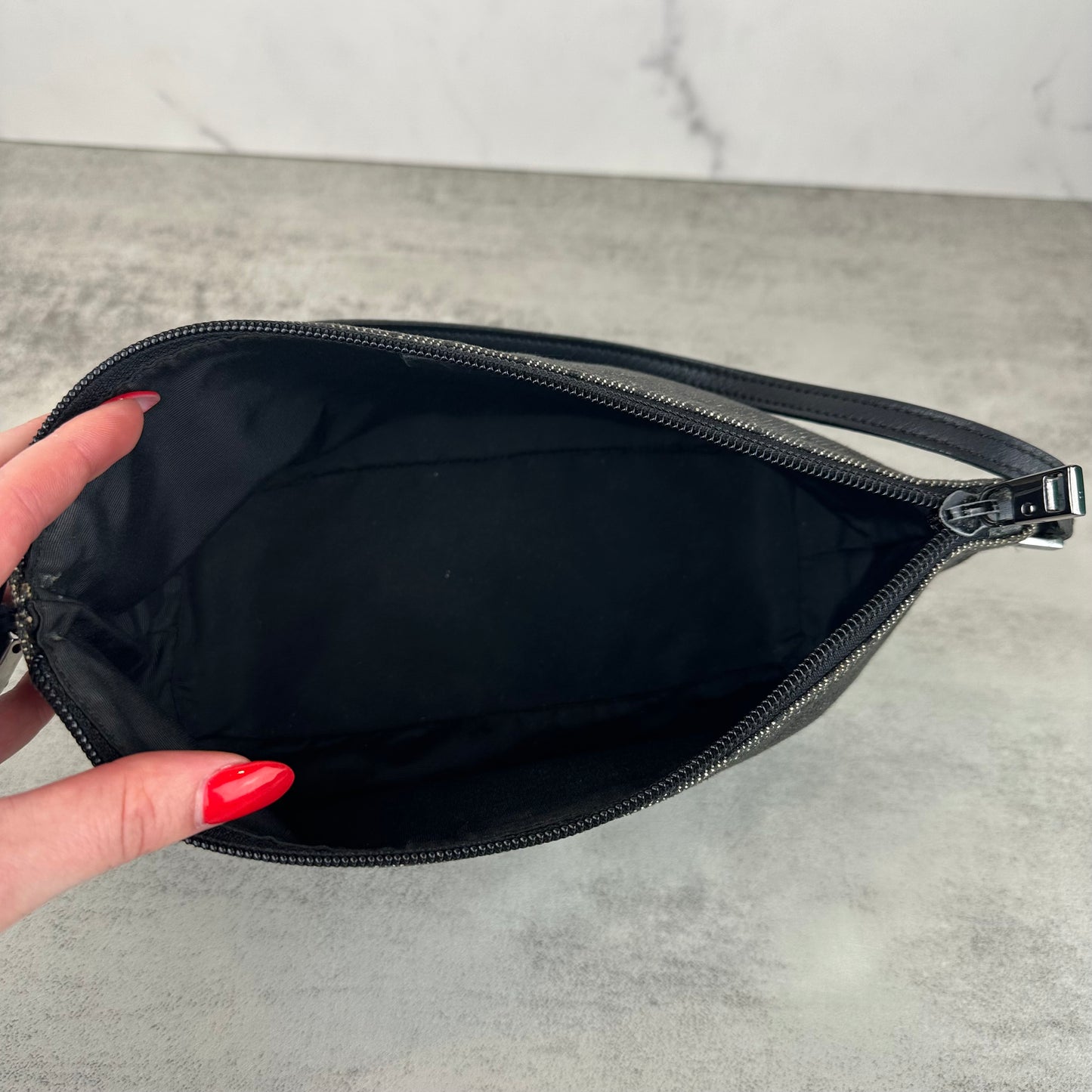 Gucci Monogram Black Denim Boat Pochette