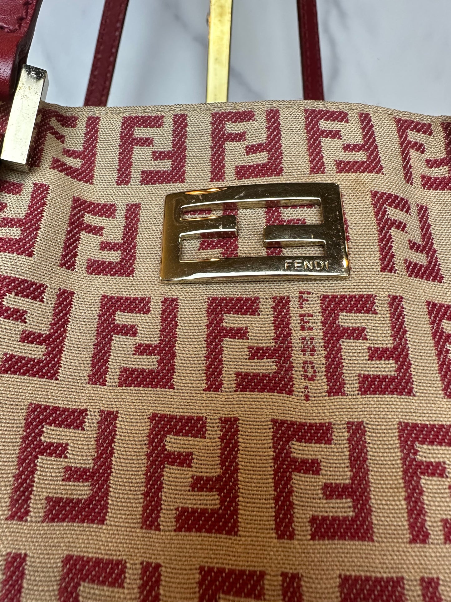 Fendi 1990s Red Zucca Canvas Tote