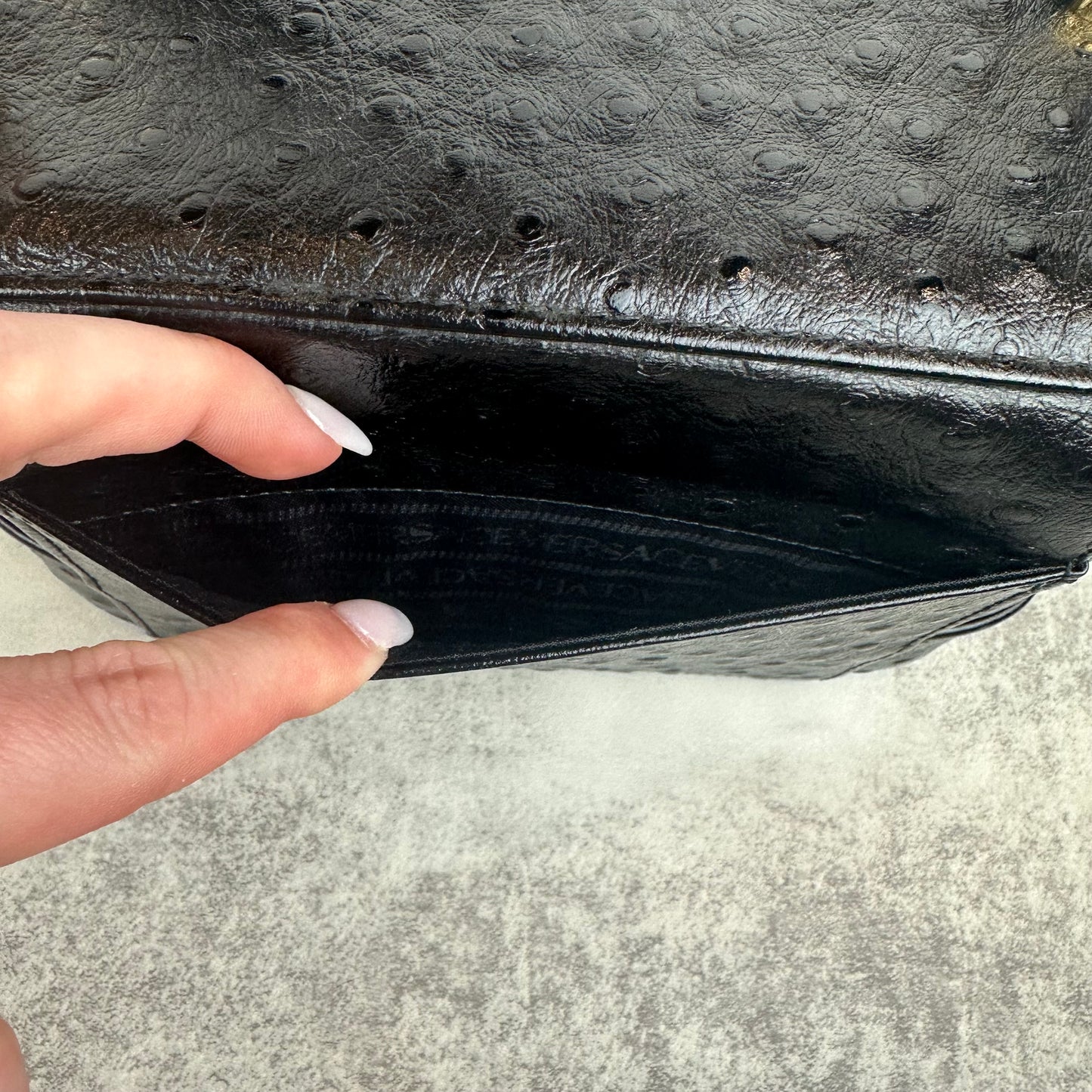 Vintage Versace Ostrich Leather Vanity Bag