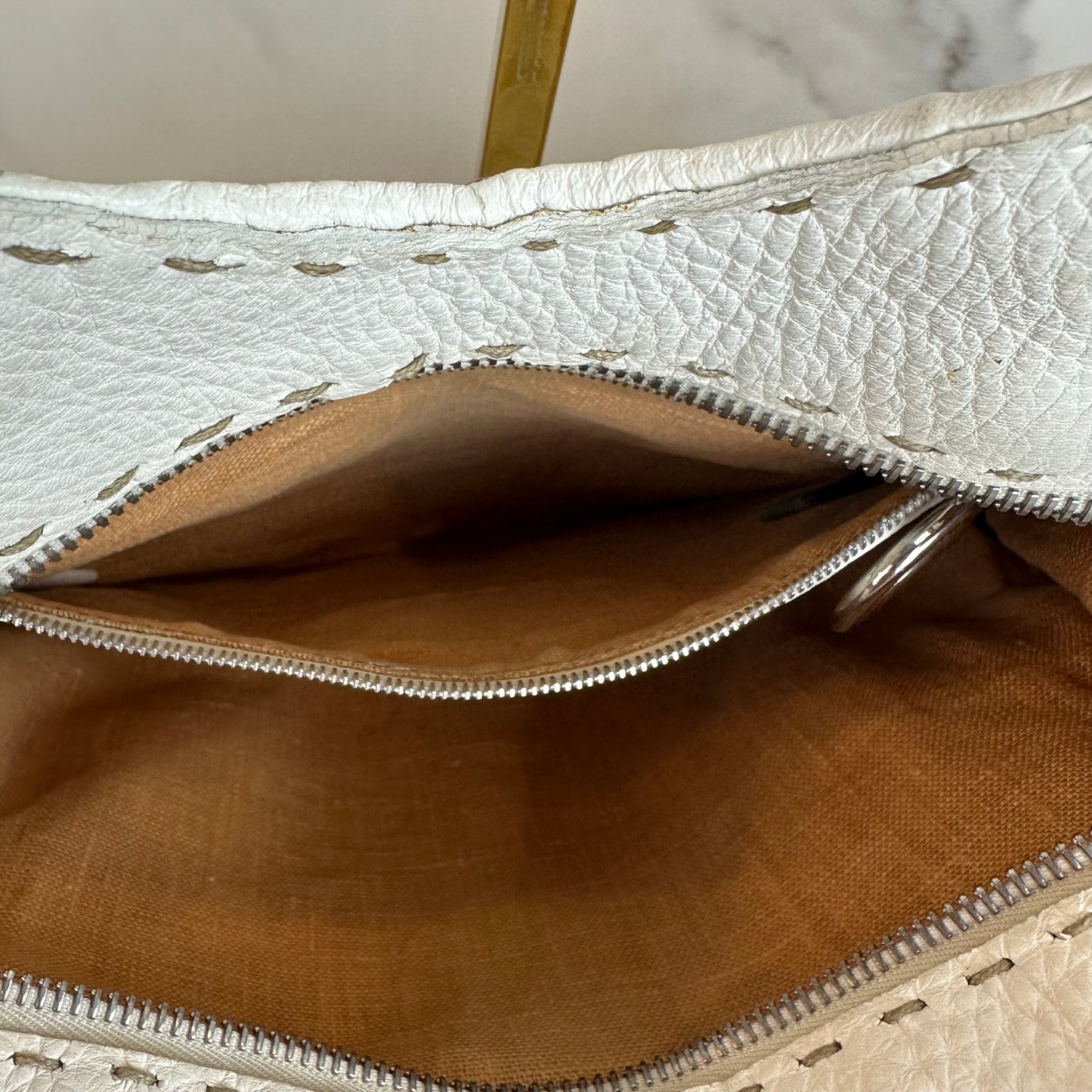 Fendi Small Raffia Selleria Trapezio Hobo Bag