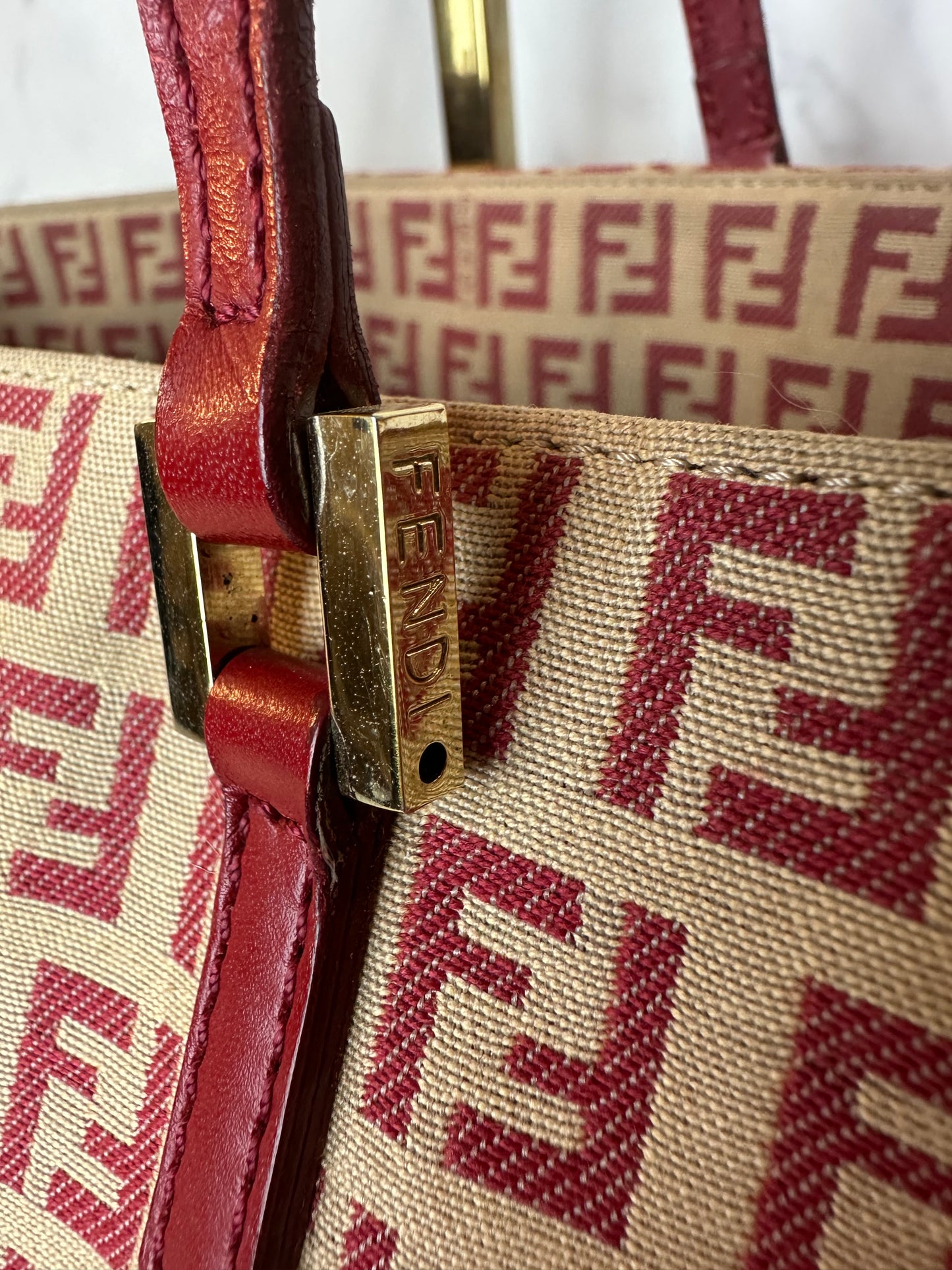 Fendi 1990s Red Zucca Canvas Tote