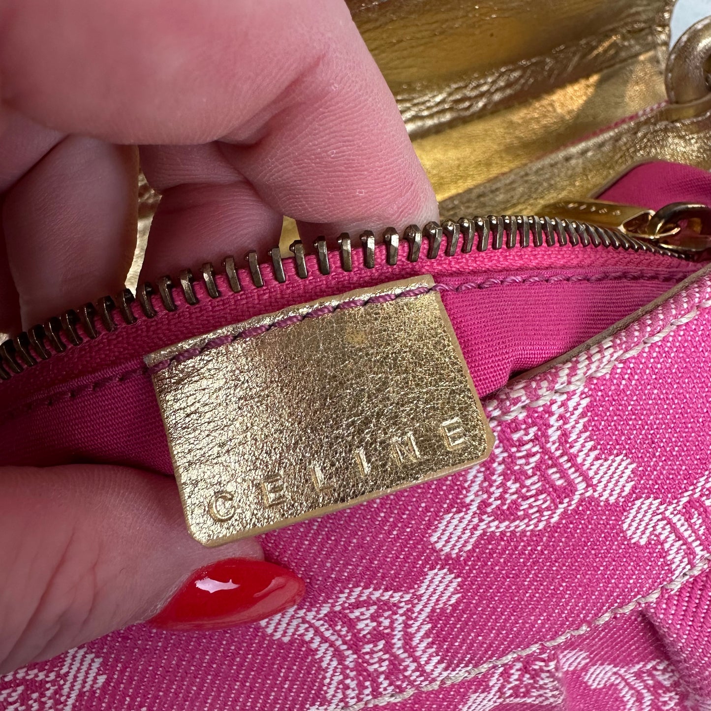 Celine Macadam Pink Denim Pochette