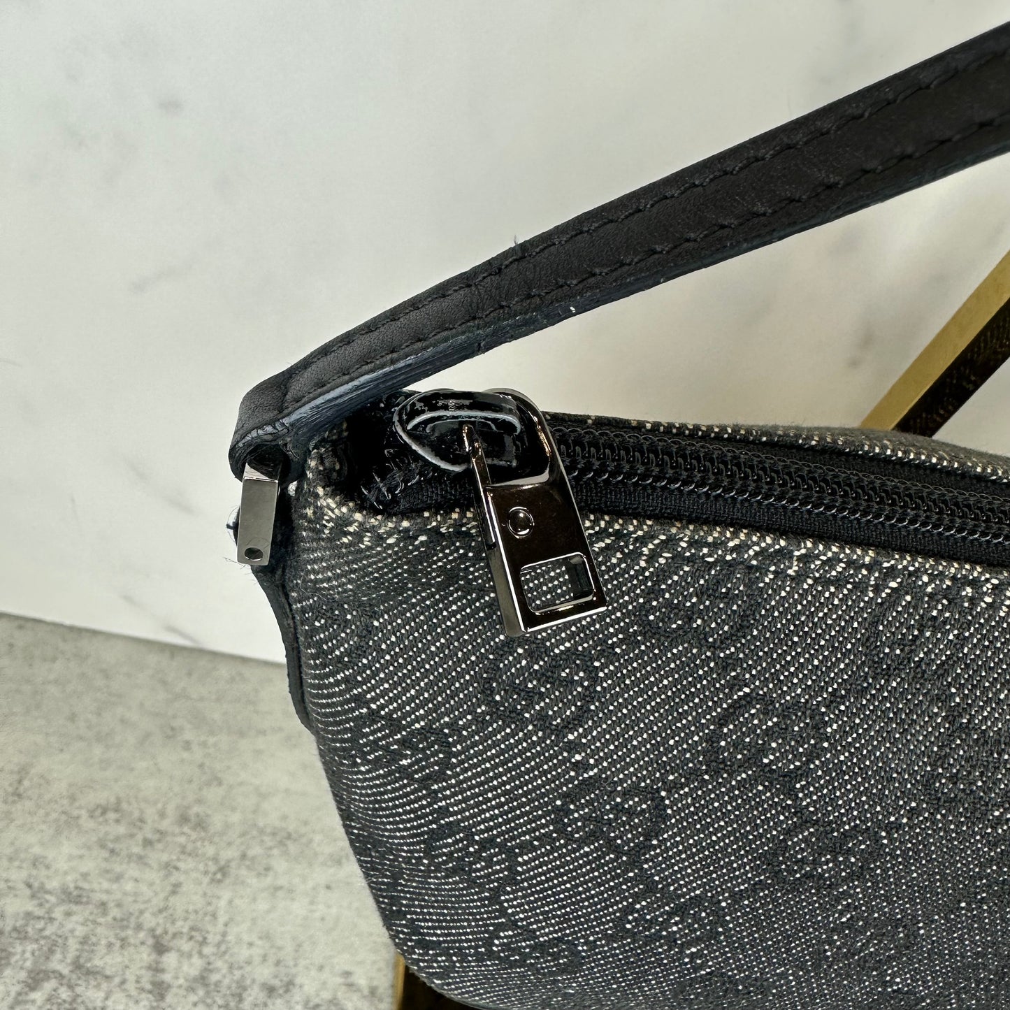Gucci Monogram Black Denim Boat Pochette