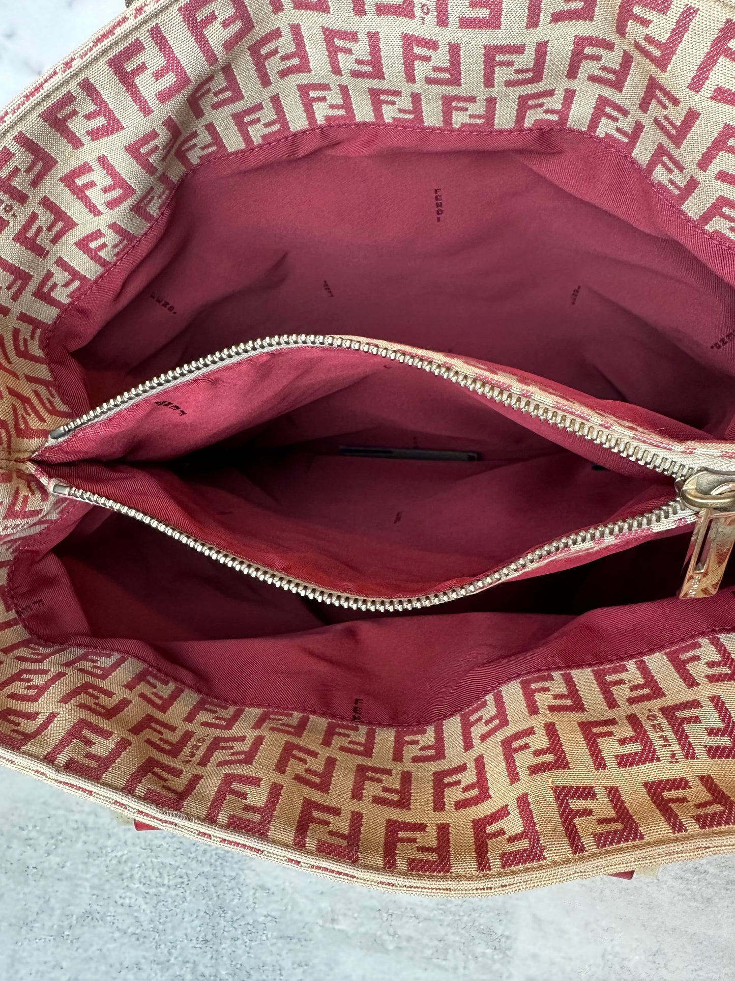 Fendi 1990s Red Zucca Canvas Tote