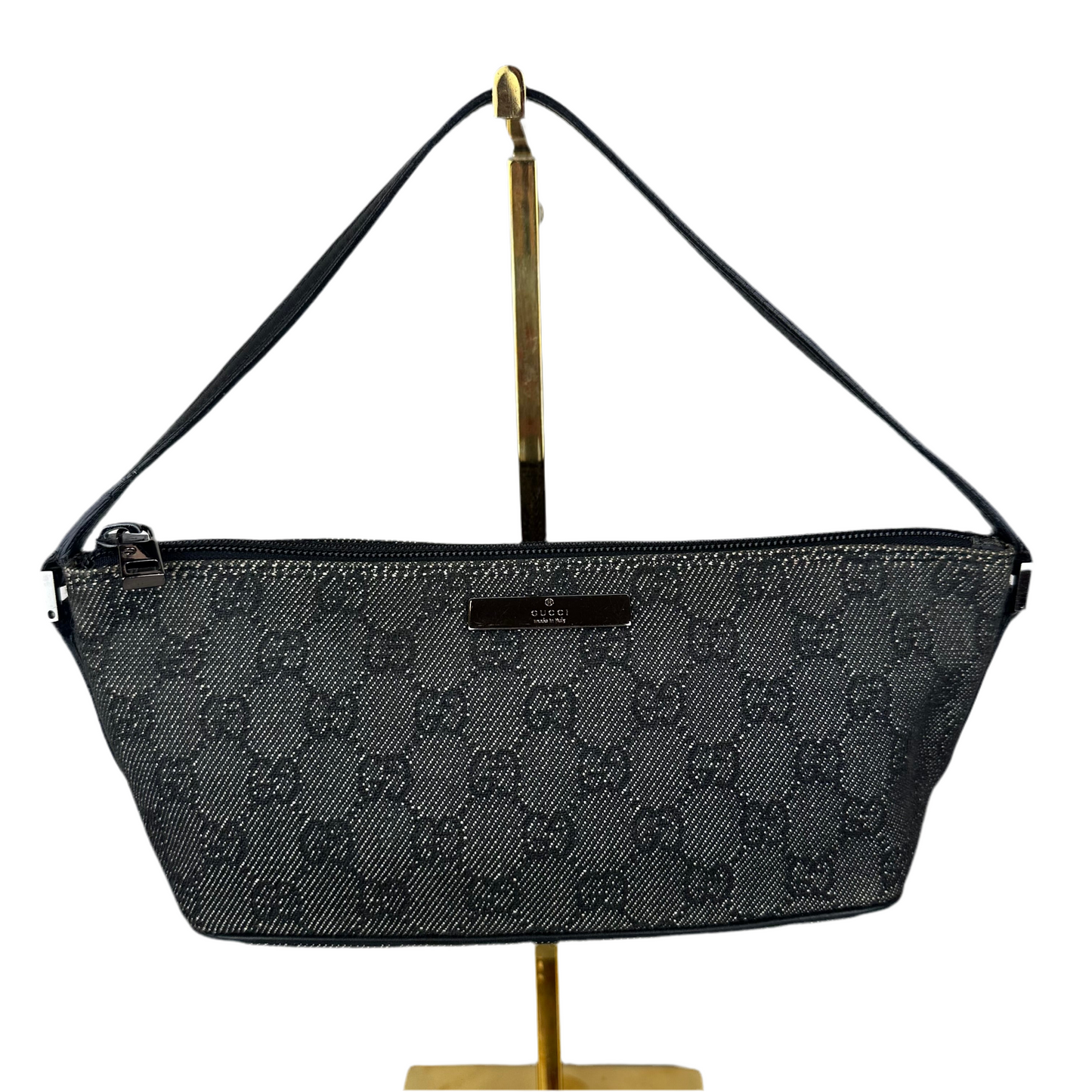 Gucci Monogram Black Denim Boat Pochette