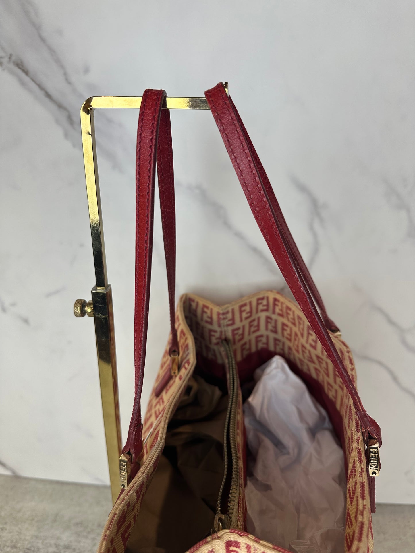 Fendi 1990s Red Zucca Canvas Tote