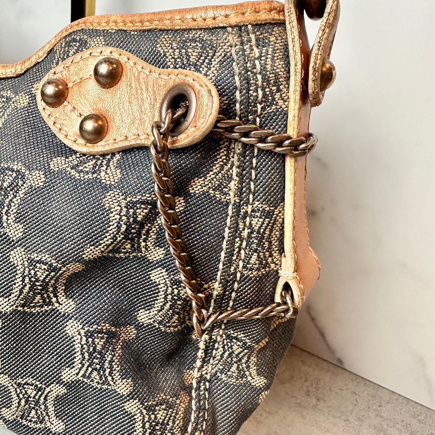 Céline Macadam Denim Shoulder Bag