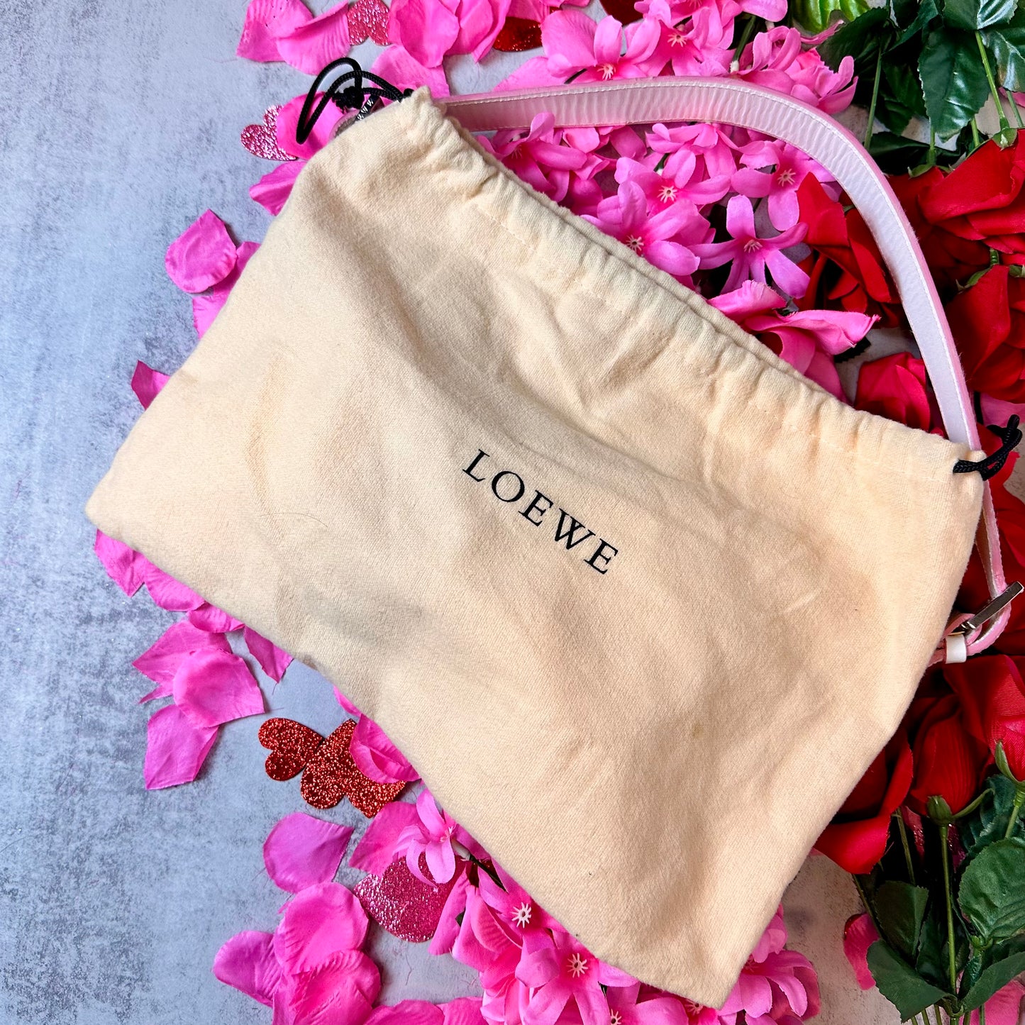 Loewe Anagram Pink Canvas & Leather Shoulder Bag